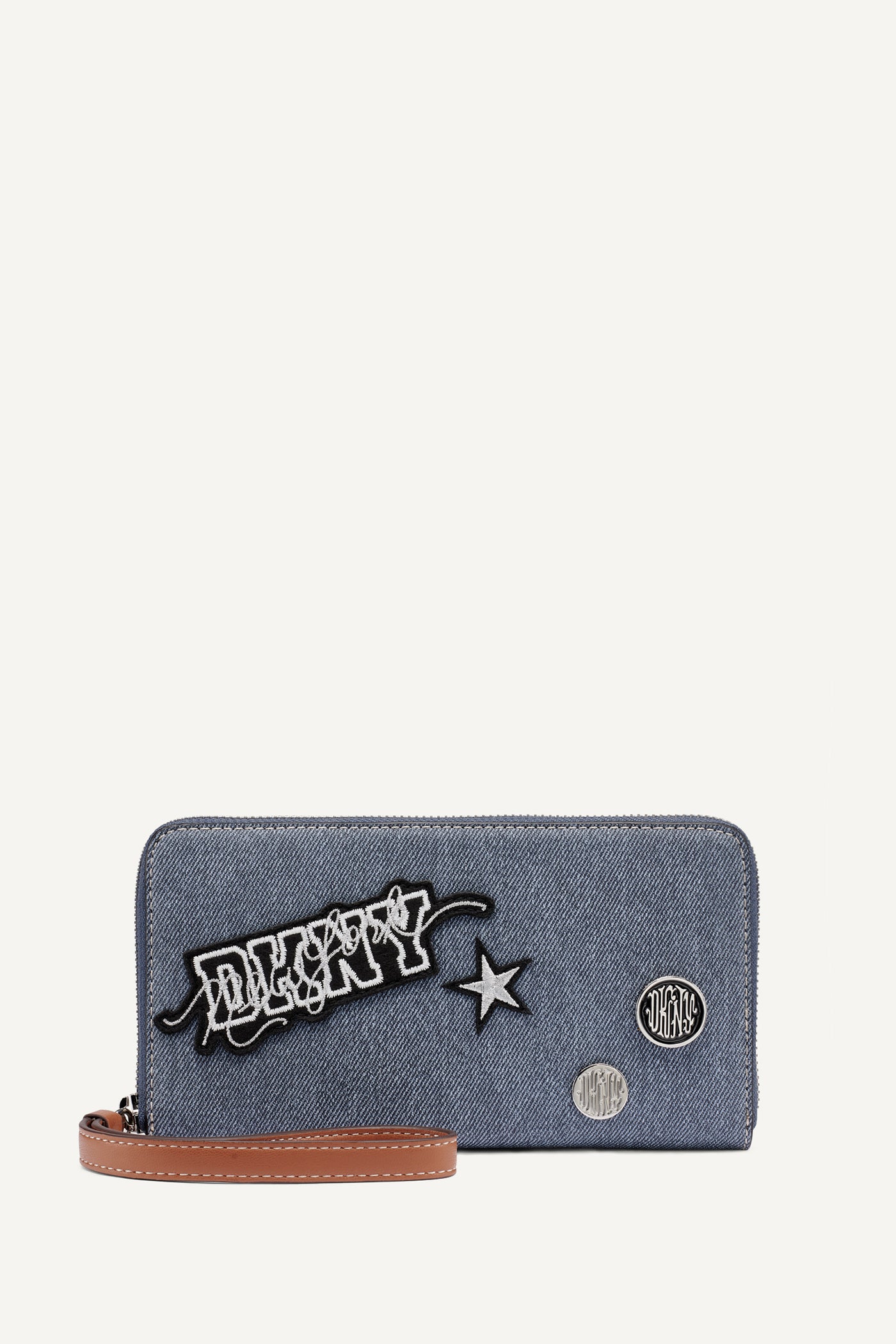 Denim NESSA LARGE ZIP AROUND WALLET, FRONT VIEW | Bags