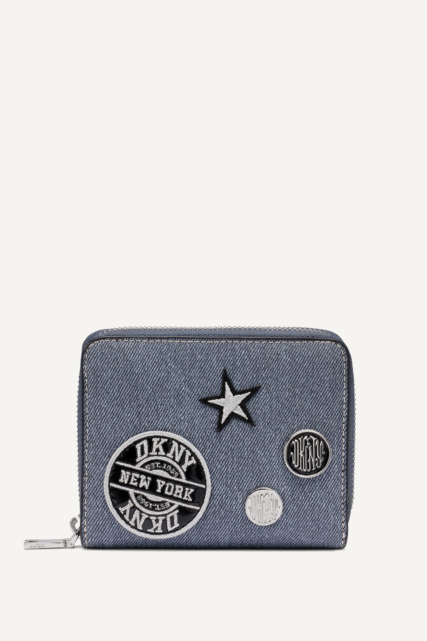 Denim NESSA SMALL ZIP AROUND WALLET, FRONT VIEW | Bags