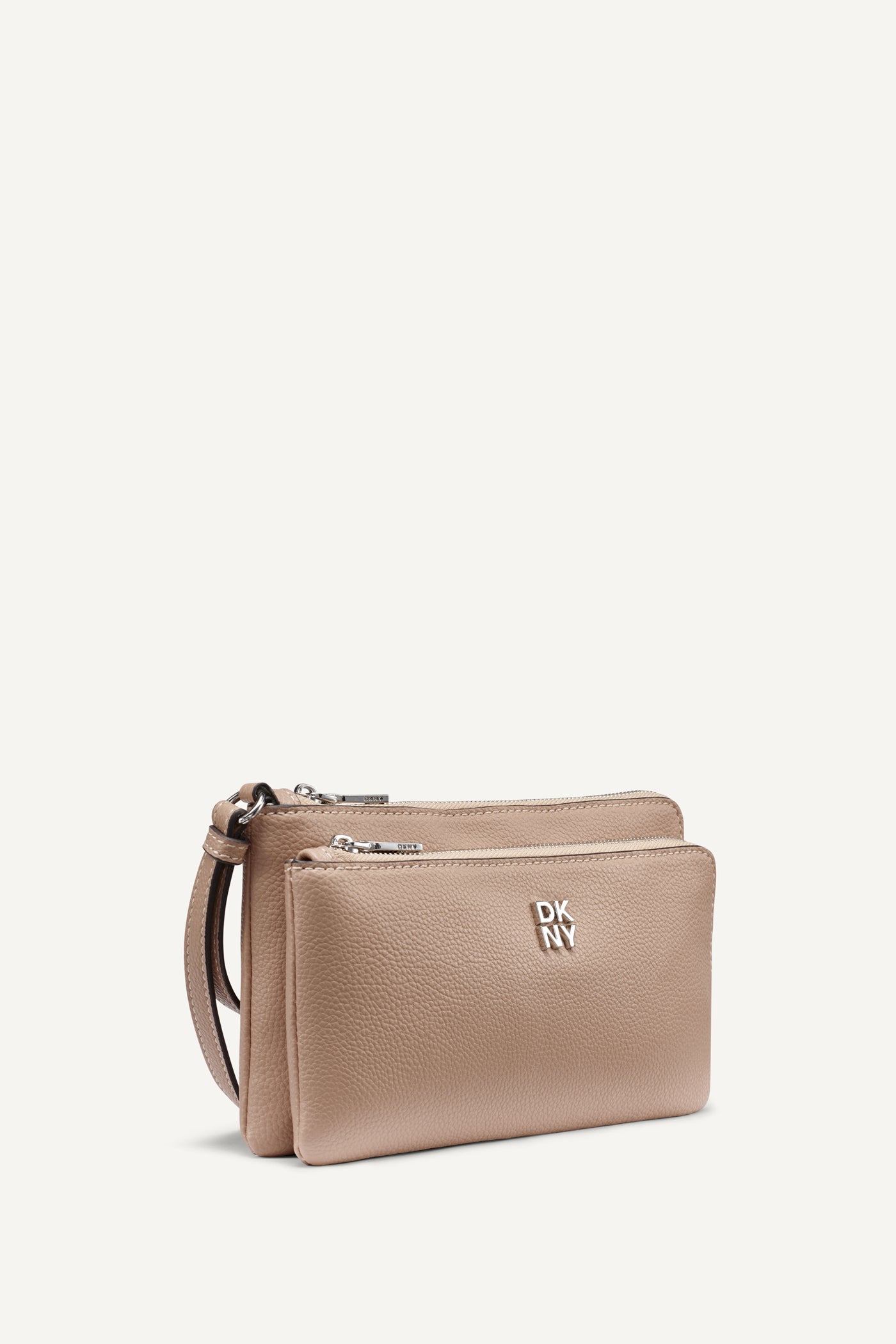 Cappucino SARAH DUAL ZIP POUCH WRISTLET, BACK VIEW | Bags