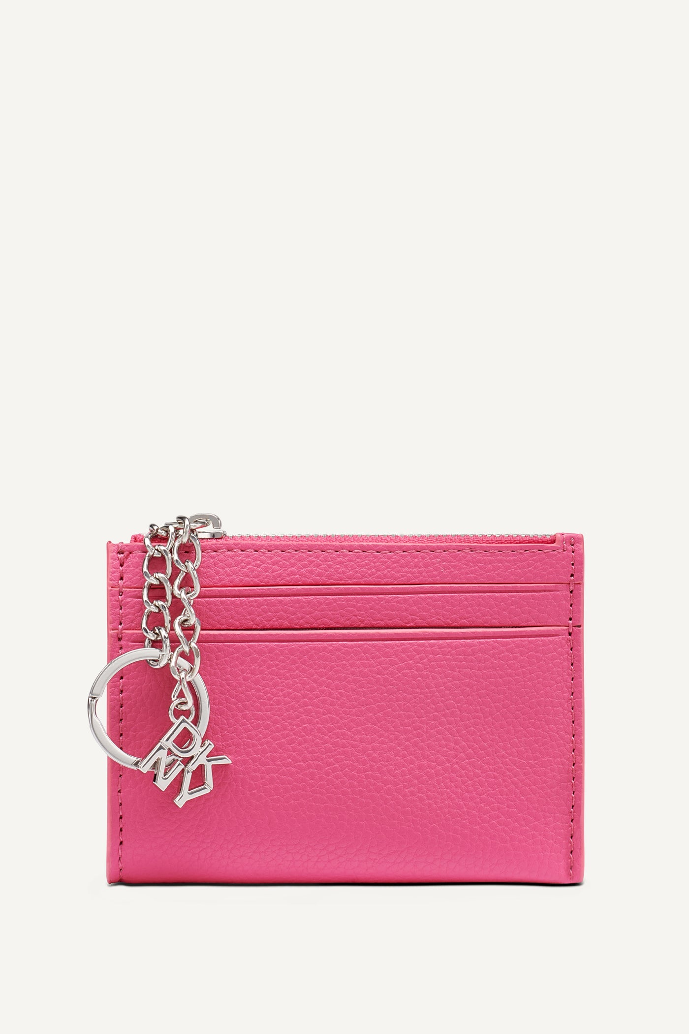 Hot Pink SARAH TOP ZIP CARD HOLDER, FRONT VIEW | New Arrivals