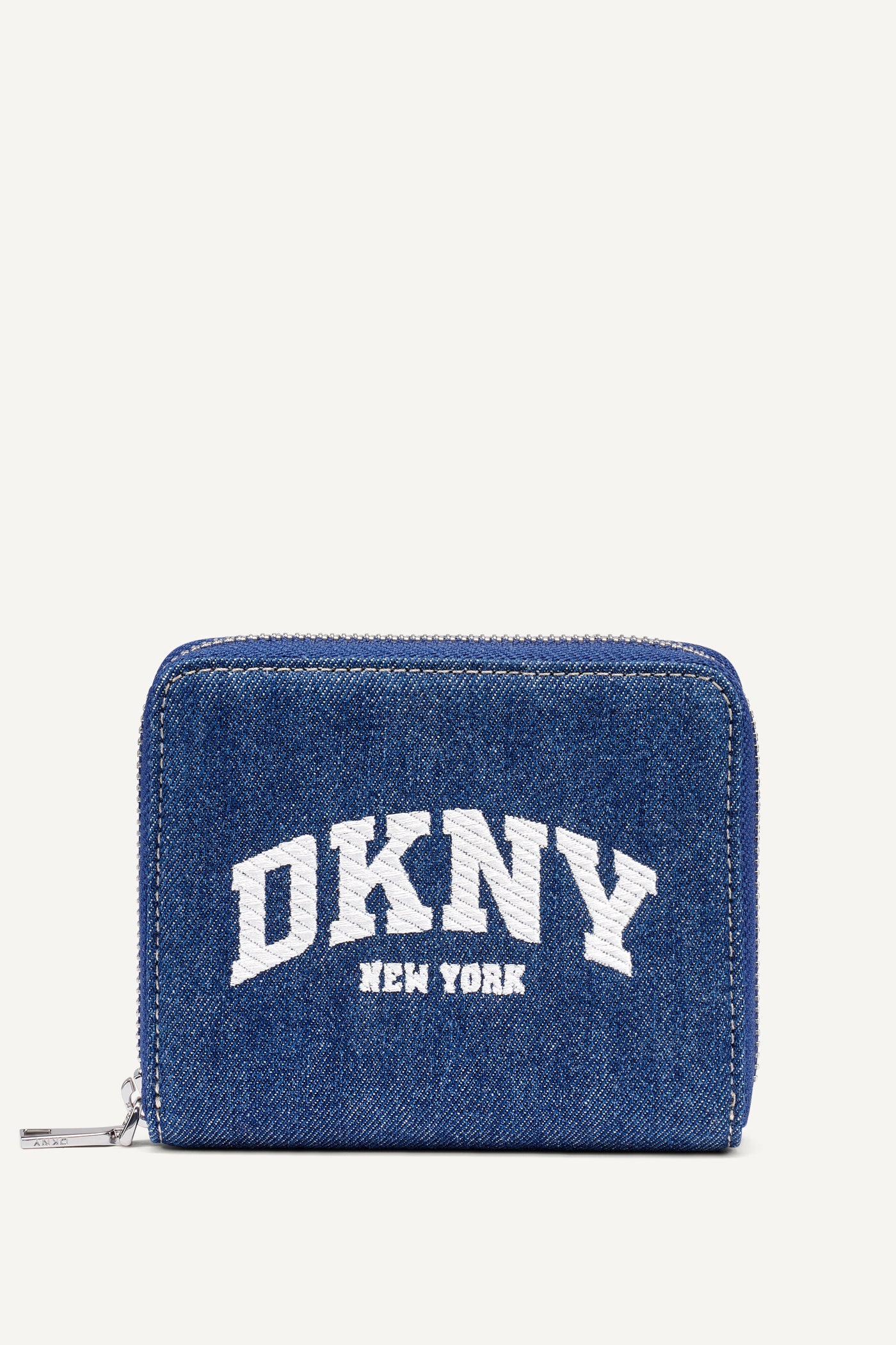 Denim HADLEE SMALL ZIP AROUND WALLET, FRONT VIEW | Wallets & Leather Goods