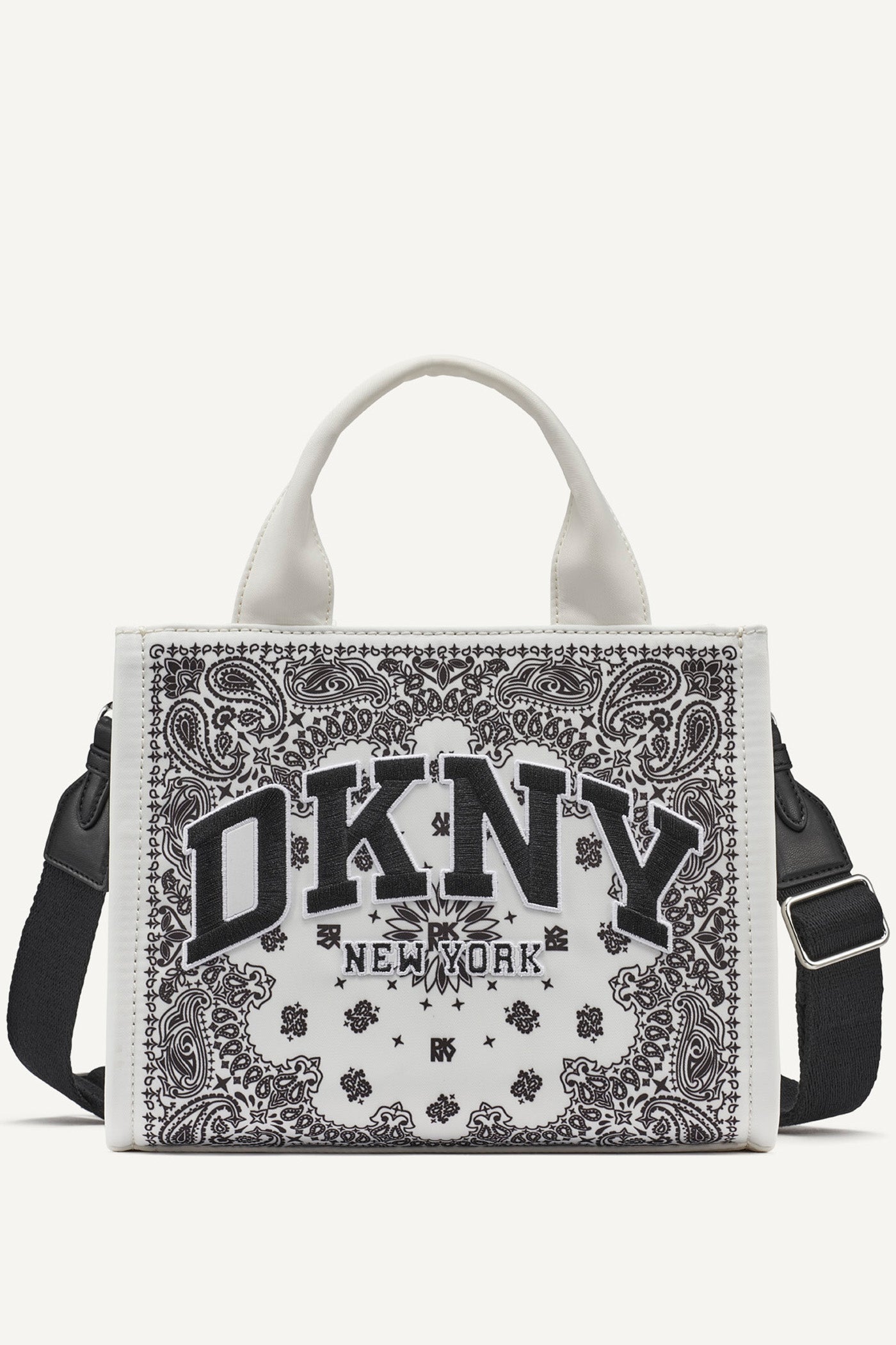 Marshmallow HADLEE SMALL EMBROIDERED LOGO TOTE, FRONT VIEW | The Hadlee