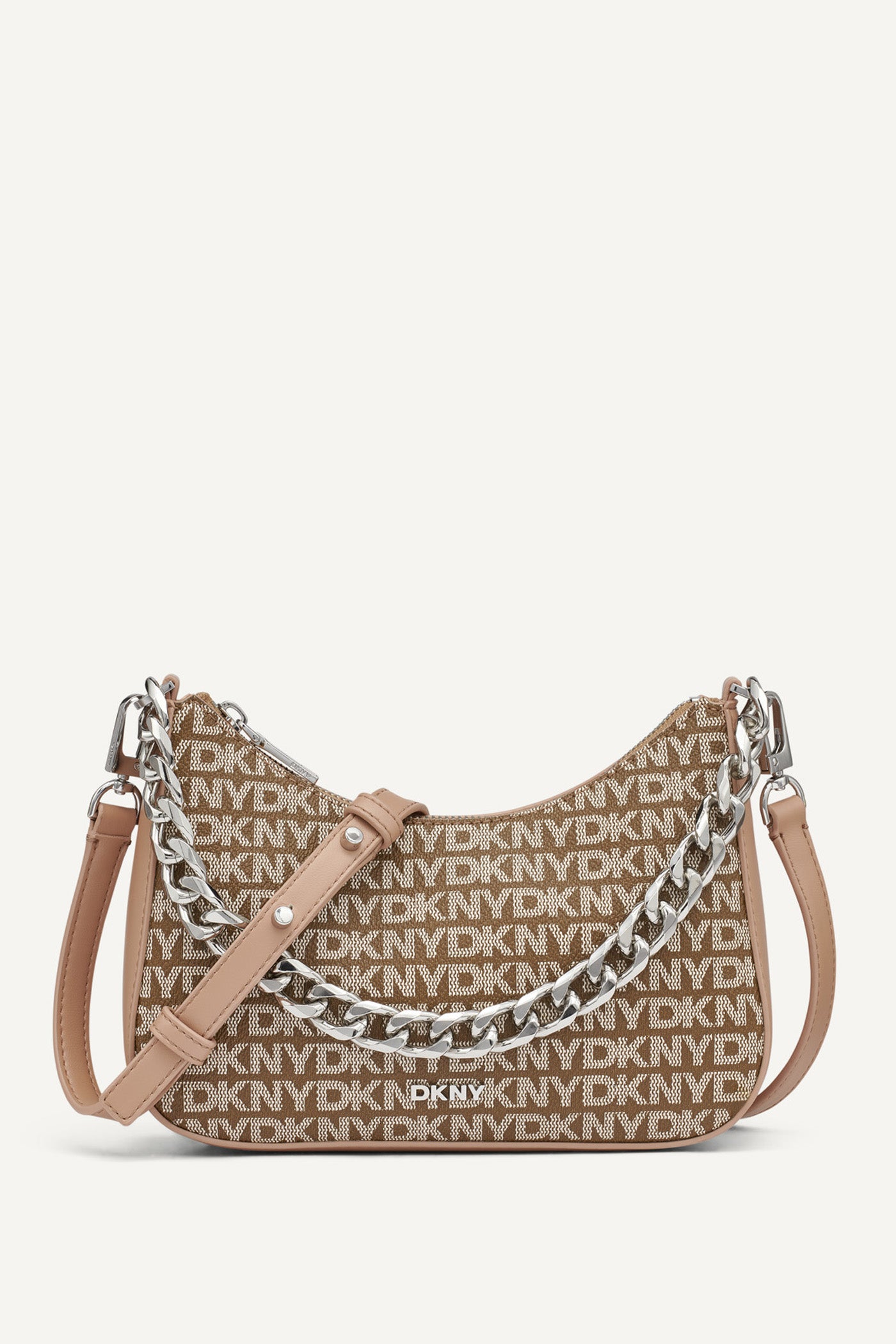 Chino/Cappuccino JENNA LOGO DEMI CROSSBODY BAG, FRONT VIEW | Bags Under $100