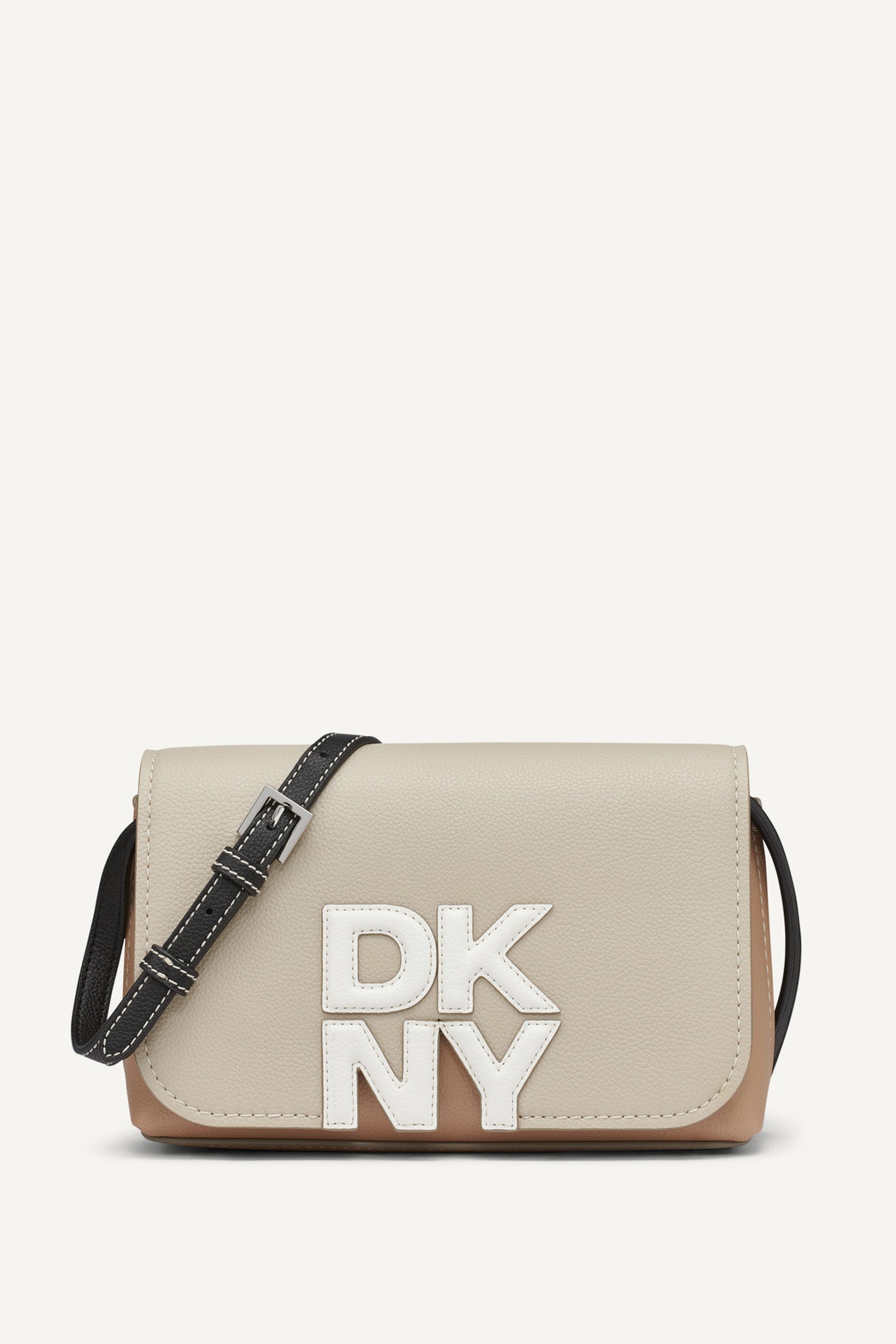 LIGHT TAUPE COMBO NICOLE LOGO EMBELLISHED CROSSBODY BAG, FRONT VIEW | Crossbody Bags