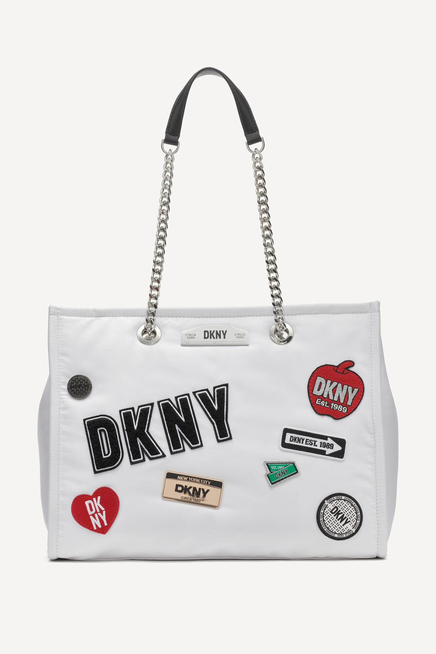 MARSHMALLOW/BLACK NYC CAPSULE TOTE, FRONT VIEW | SALE BAGS