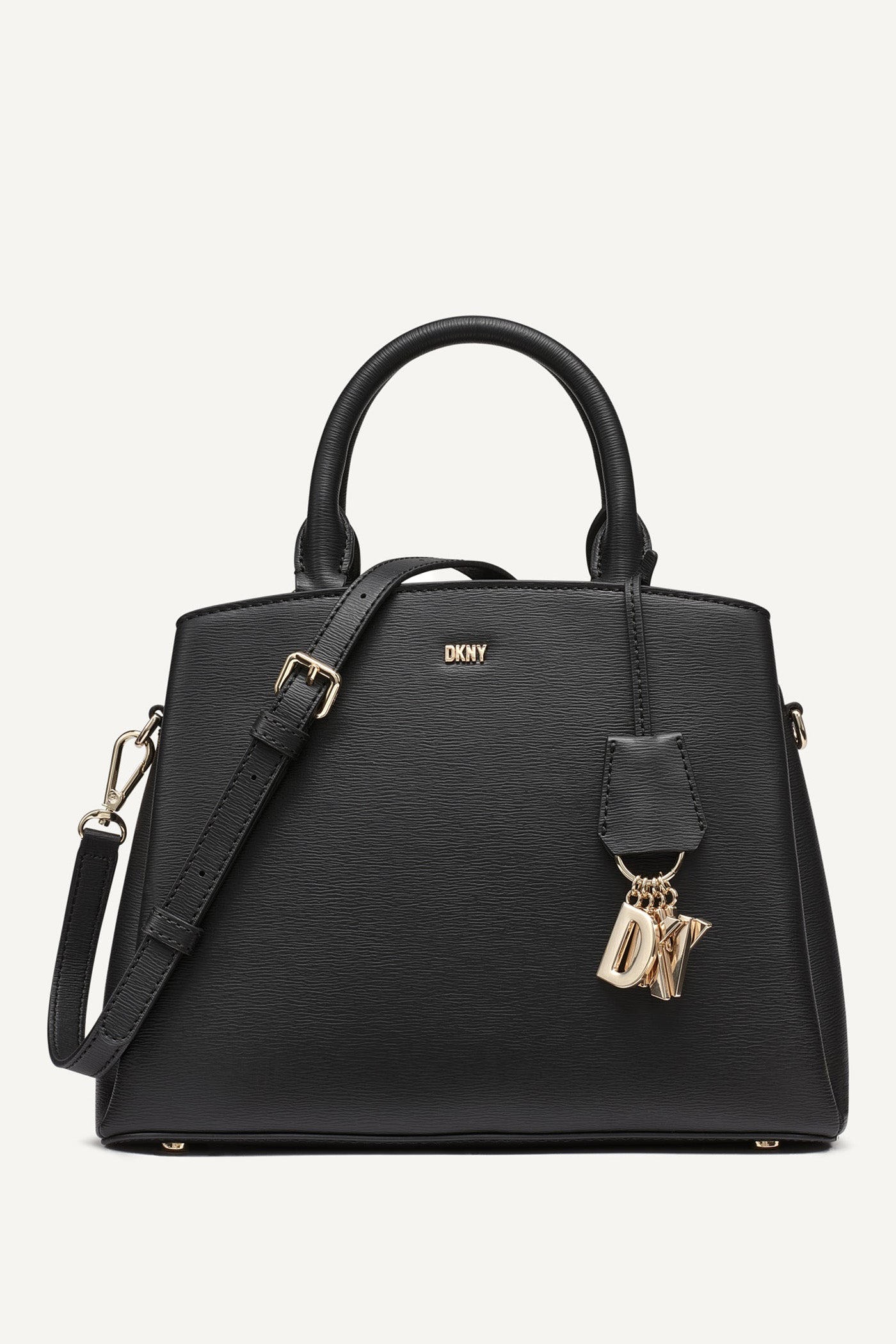 Black PAIGE MEDIUM SATCHEL, FRONT VIEW | 9-5 Edit
