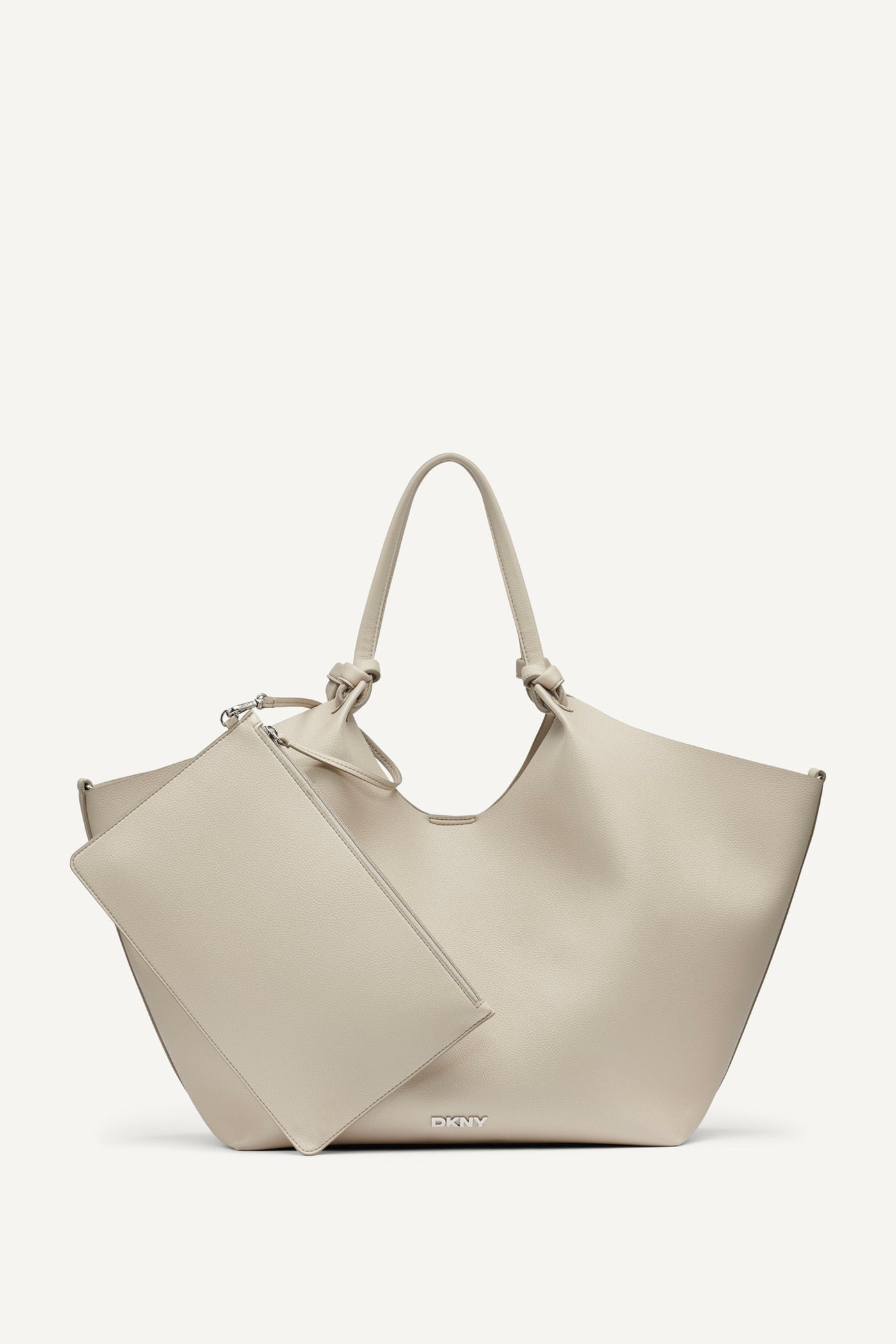 LIGHT TAUPE PAULA LARGE COMMUTER TOTE, FRONT VIEW | DKNY Promo
