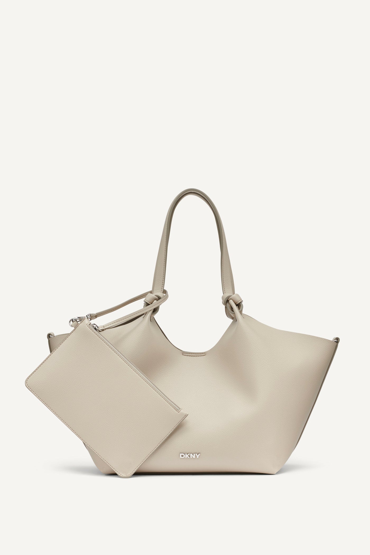 LIGHT TAUPE PAULA COMMUTER MEDIUM TOTE, FRONT VIEW | 9-5 Edit