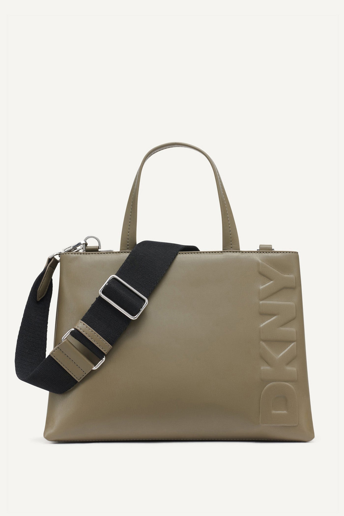 Utility Green TINSLEY LOGO EMBOSSED SATCHEL BAG, FRONT VIEW | 9-5 Edit