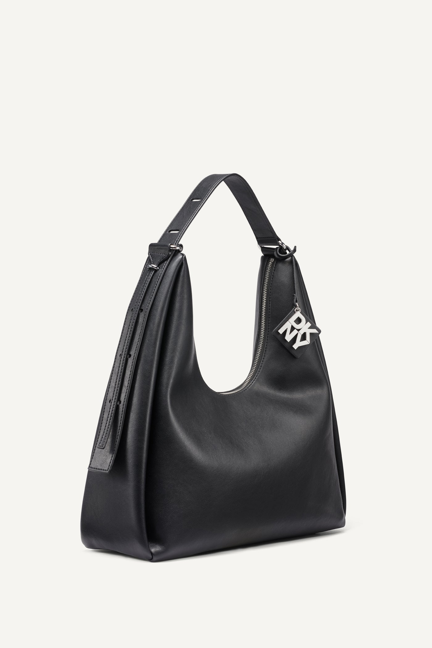 Black/Silver ELICIA LARGE HOBO BAG, BACK VIEW | Bags