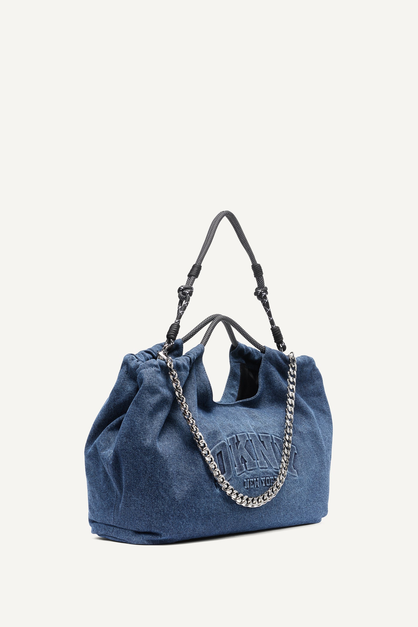 Dark Denim MABEL DENIM LARGE LOGO TOTE, BACK VIEW | Bags