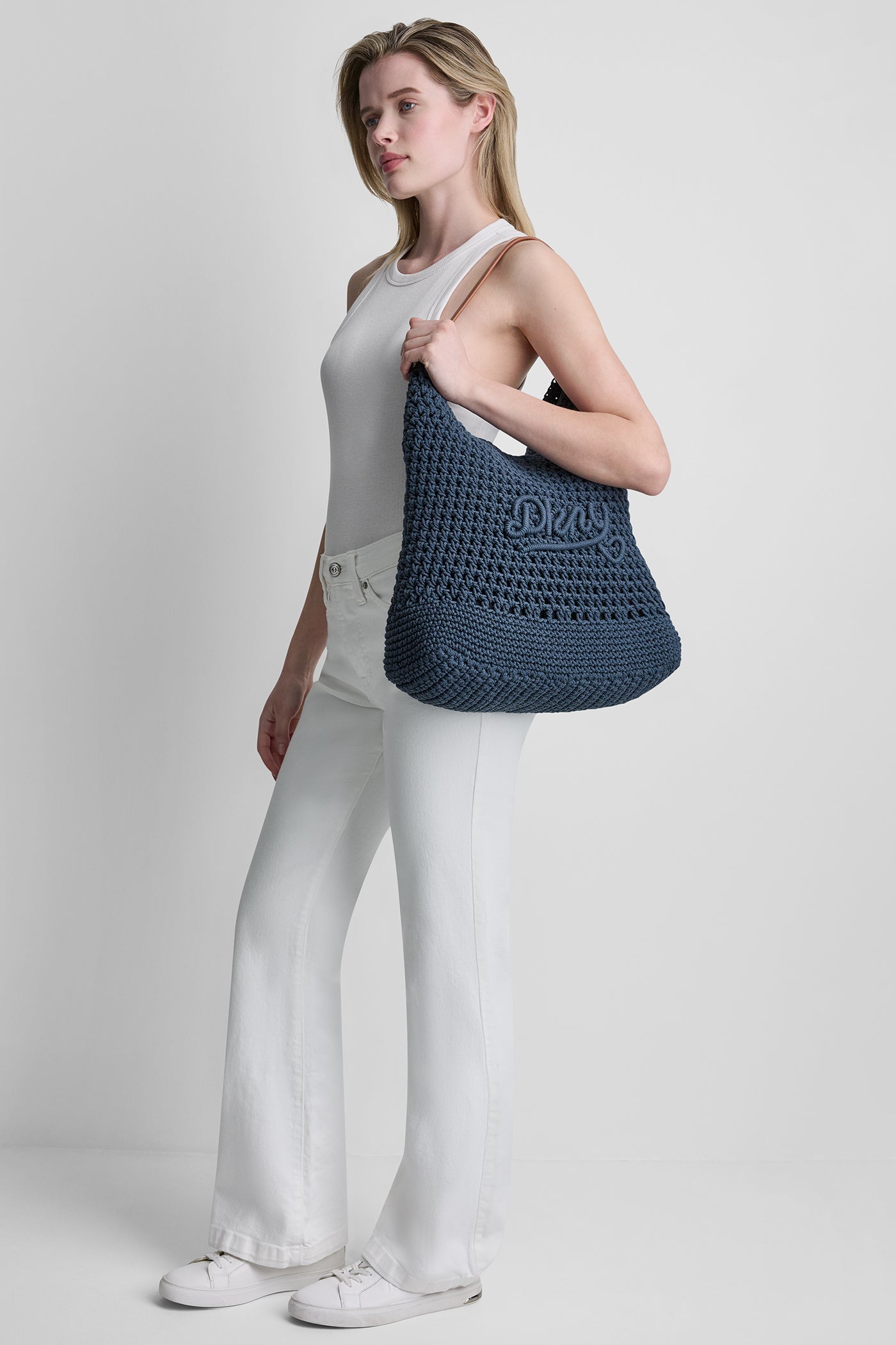 Midnight PAULA CROCHET LOGO HOBO BAG, BACK VIEW | Bags