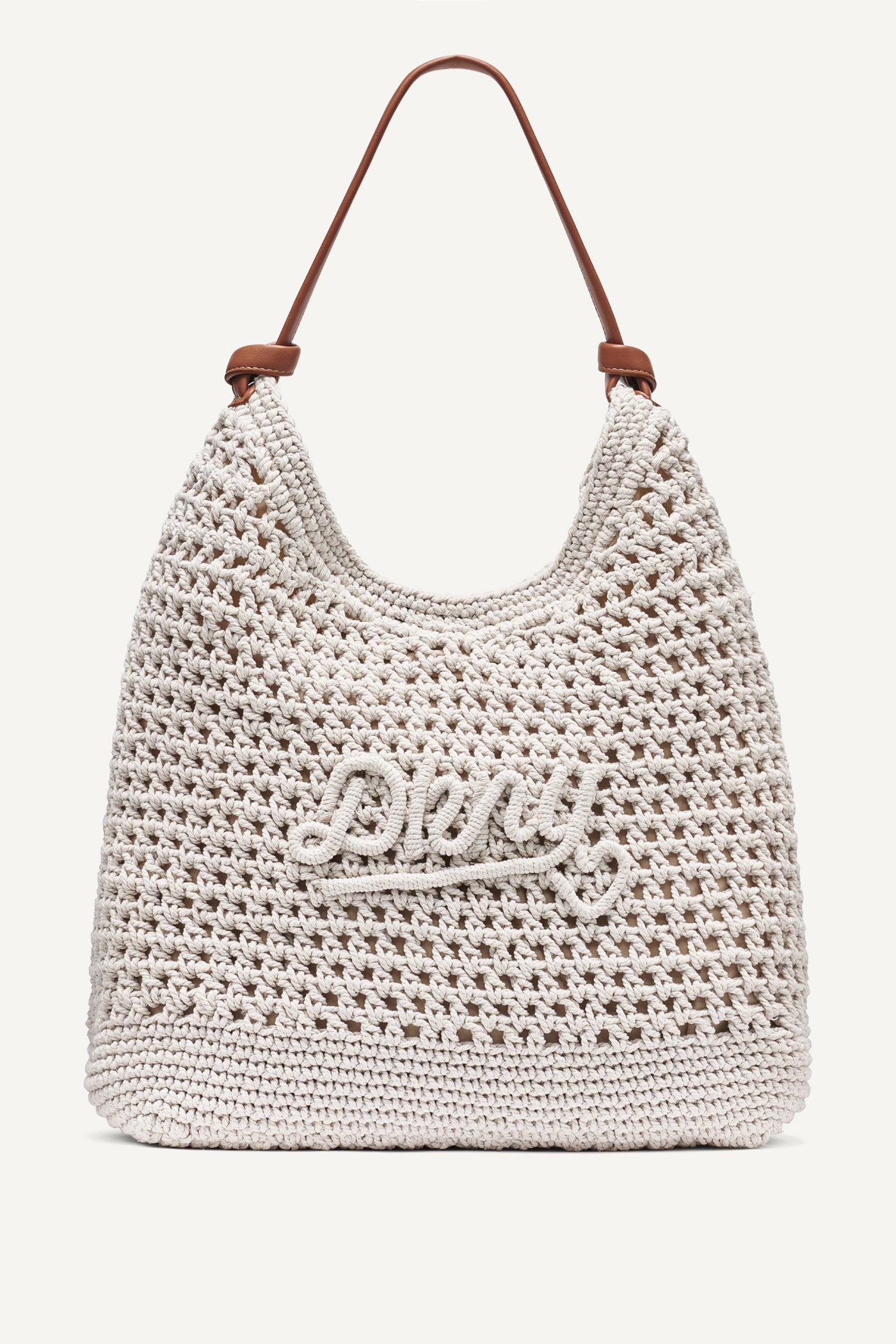Natural PAULA CROCHET LOGO HOBO BAG, FRONT VIEW | Bags