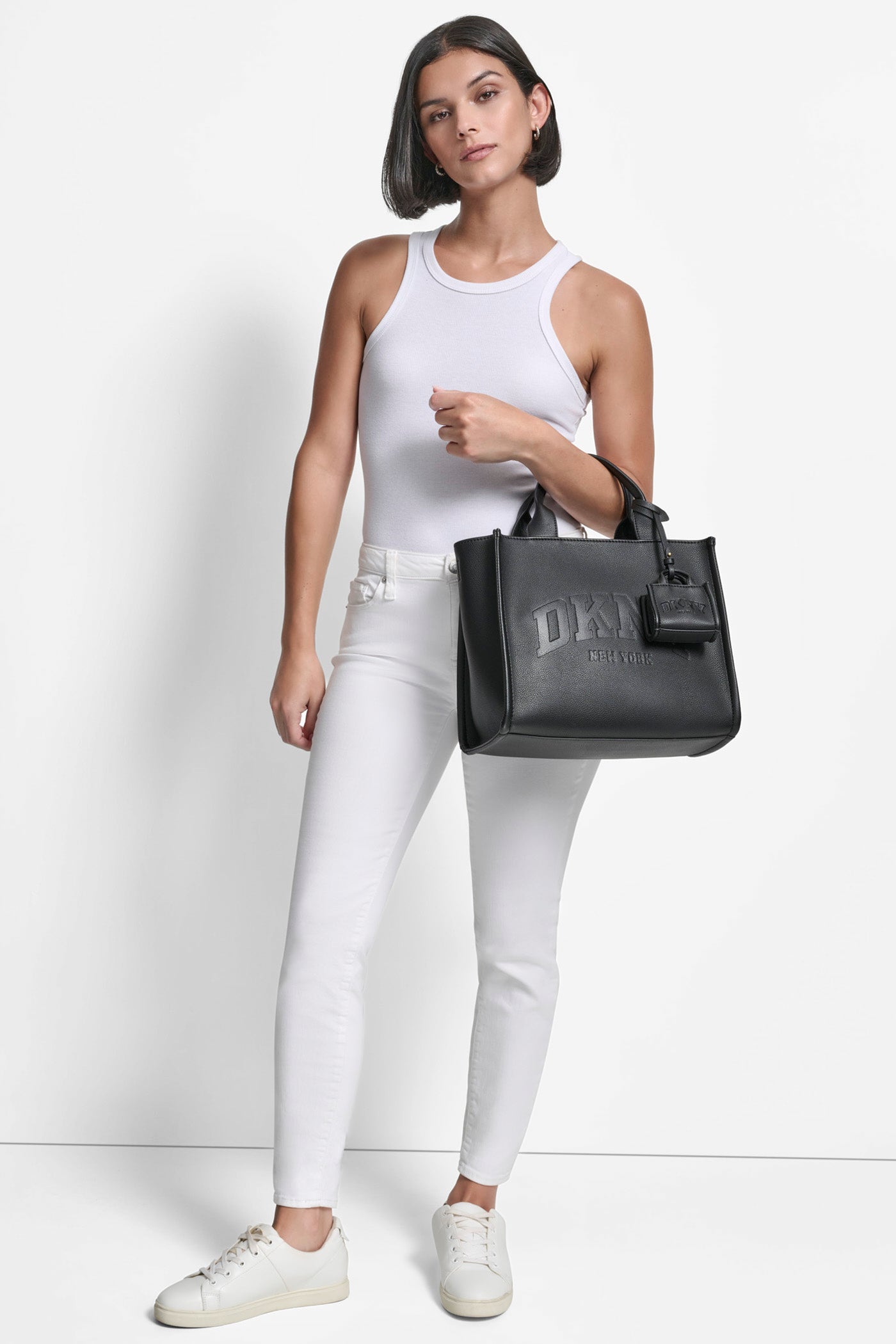 Black HADLEE MEDIUM LOGO TOTE, BACK VIEW | Bags