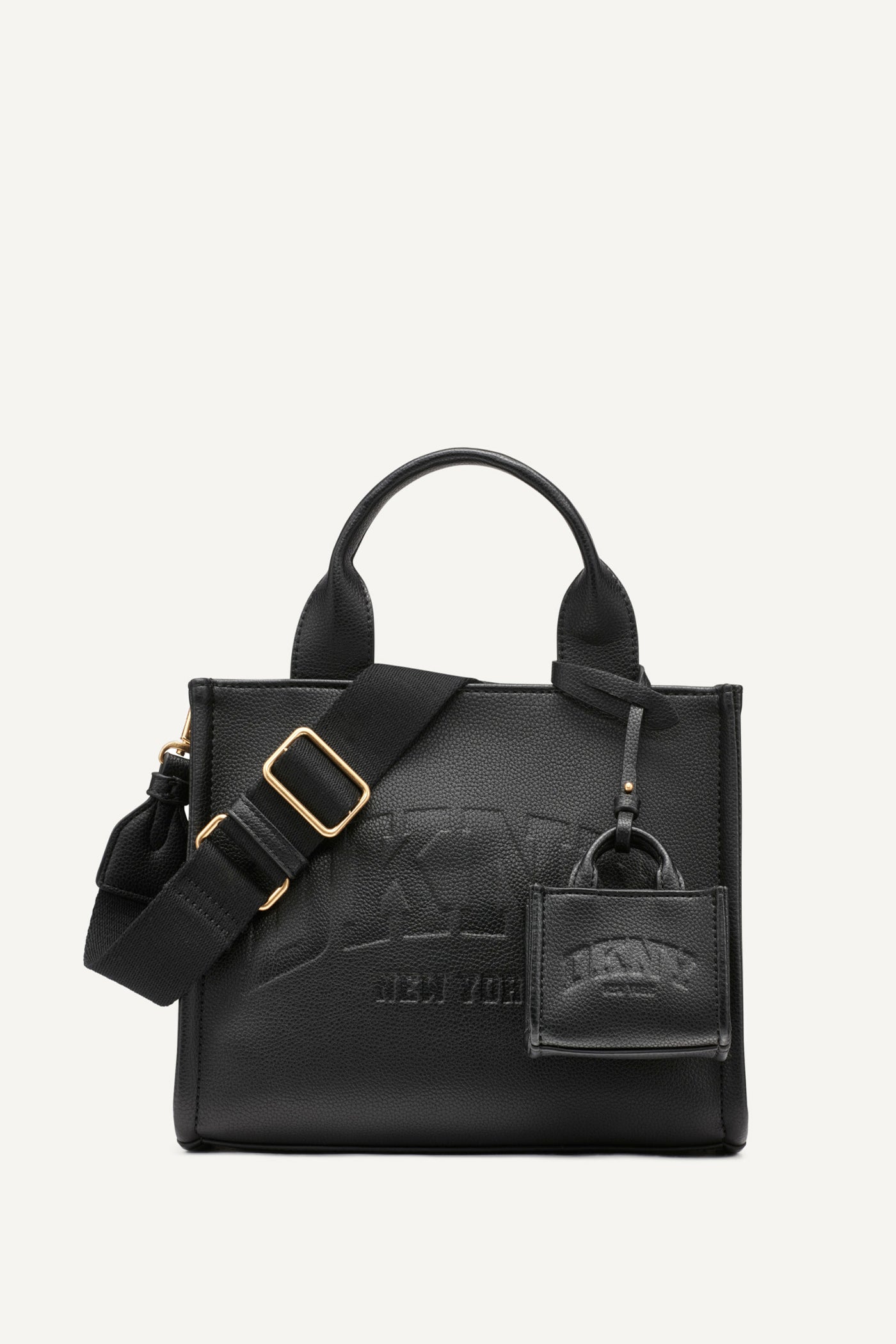 BLACK/GOLD HADLEE SMALL LOGO-EMBOSSED TOTE, FRONT VIEW | Bags