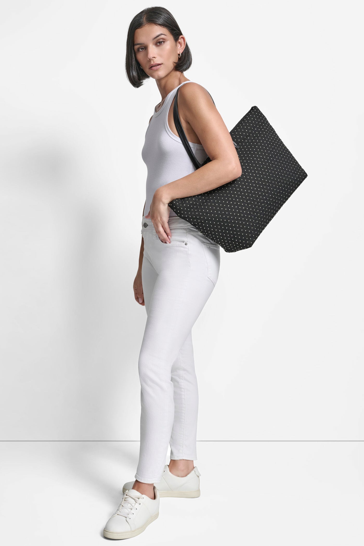 BLACK/SILVER JENNY TOTE, BACK VIEW | Bags