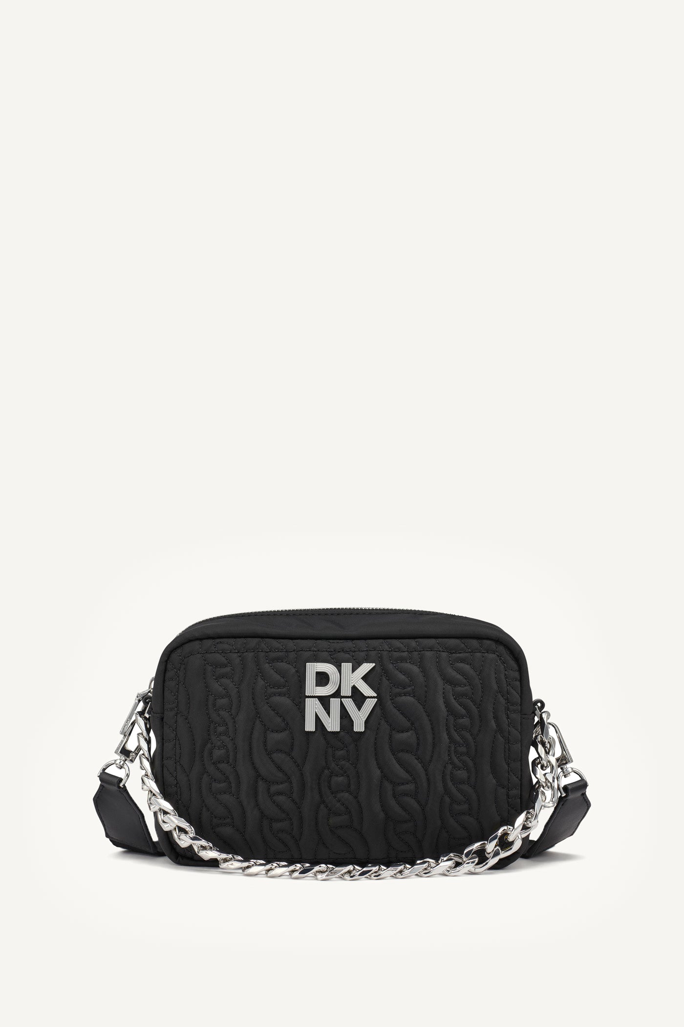 BLACK/SILVER LORENA CAMERA BAG, FRONT VIEW | Bags