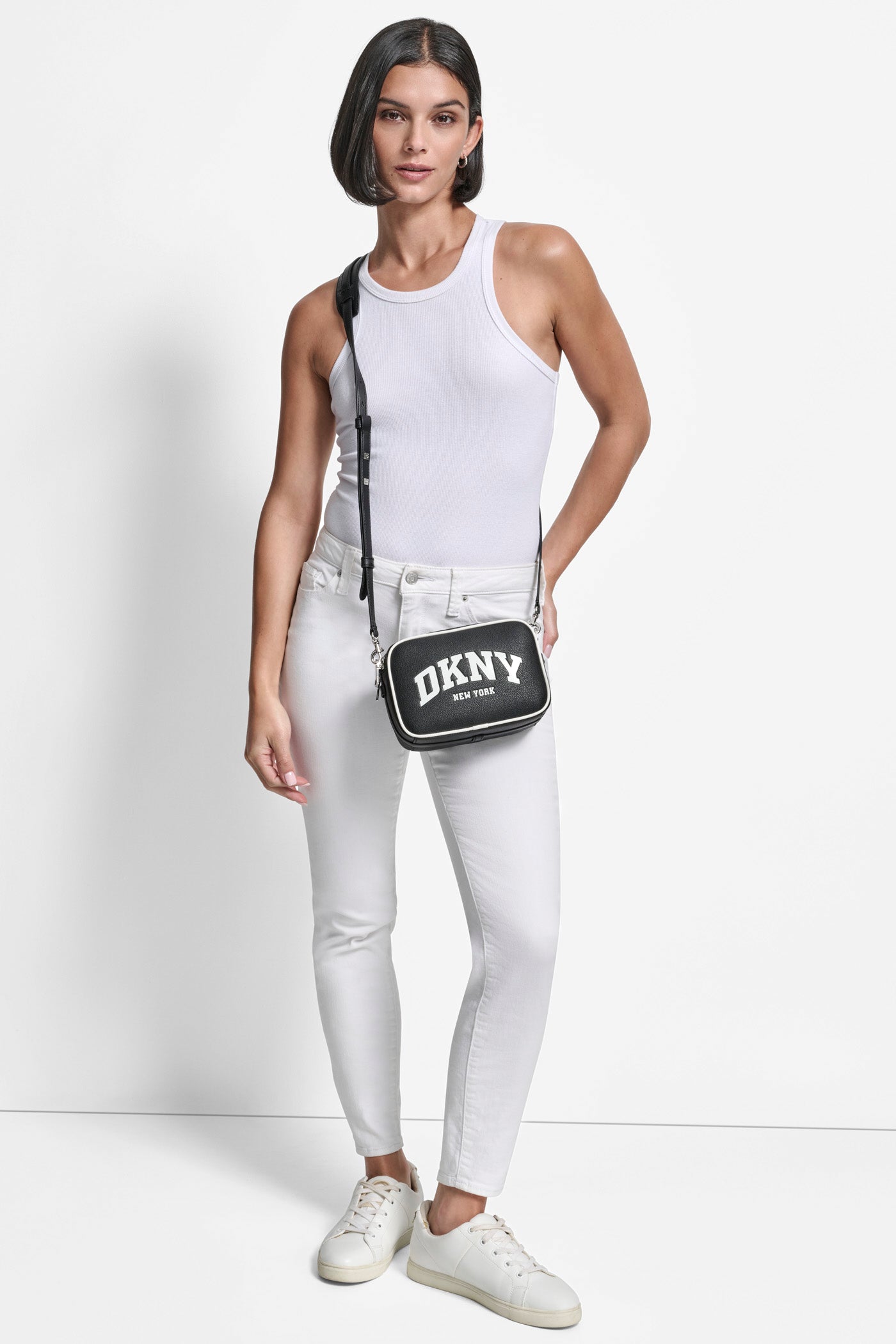 BLACK/MARSHMALLOW NELL CAMERA BAG, BACK VIEW | Crossbody Bags