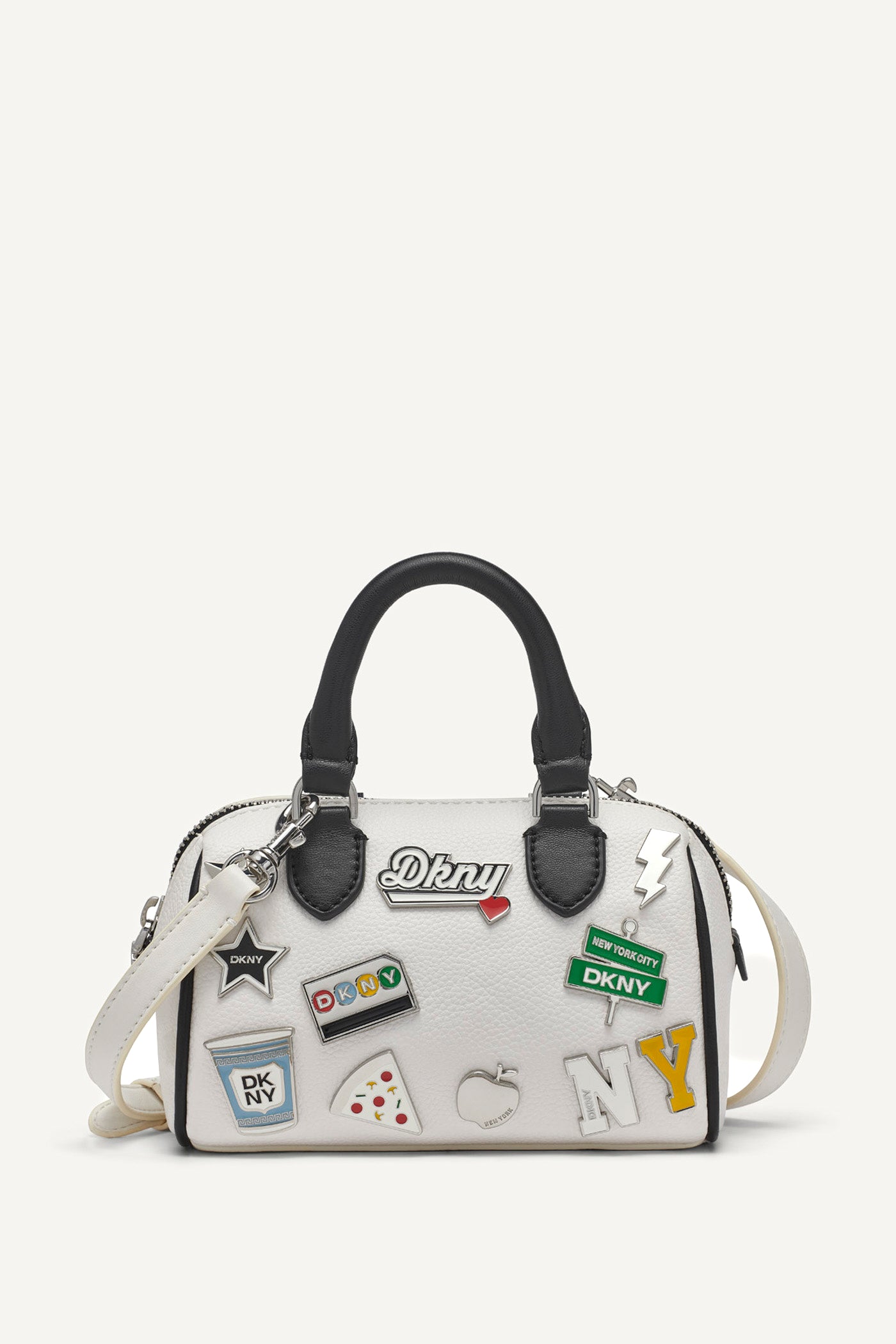 MARSHMALLOW/BLACK NELL SMALL SATCHEL CROSSBODY, FRONT VIEW | Bags