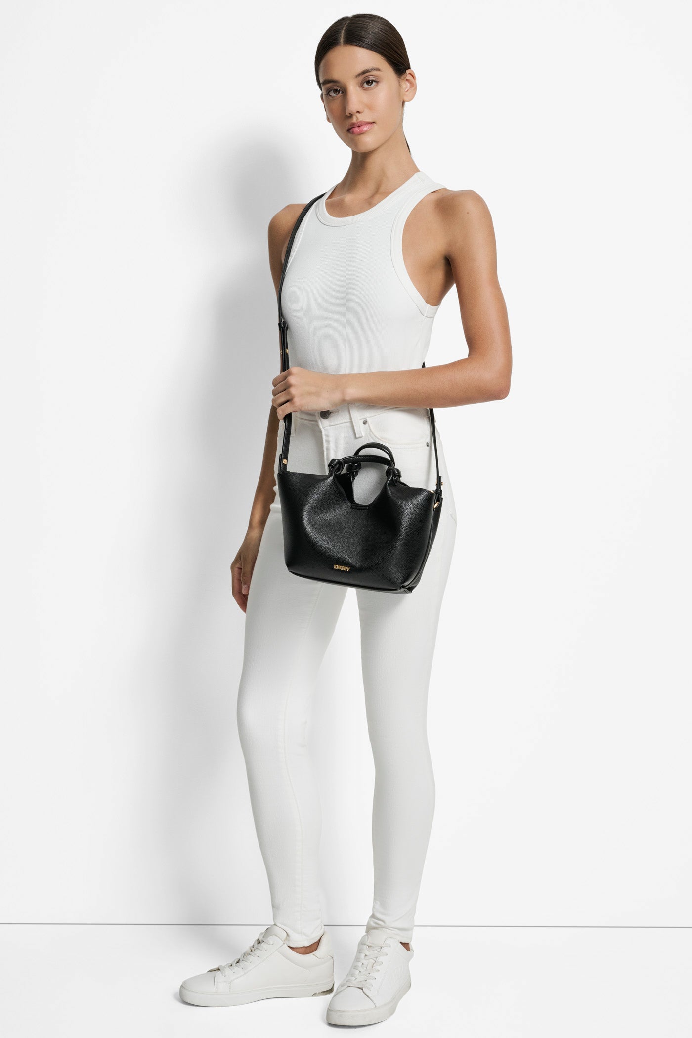 BLACK/GOLD PAULA SMALL COMMUTER TOTE, BACK VIEW | Bags
