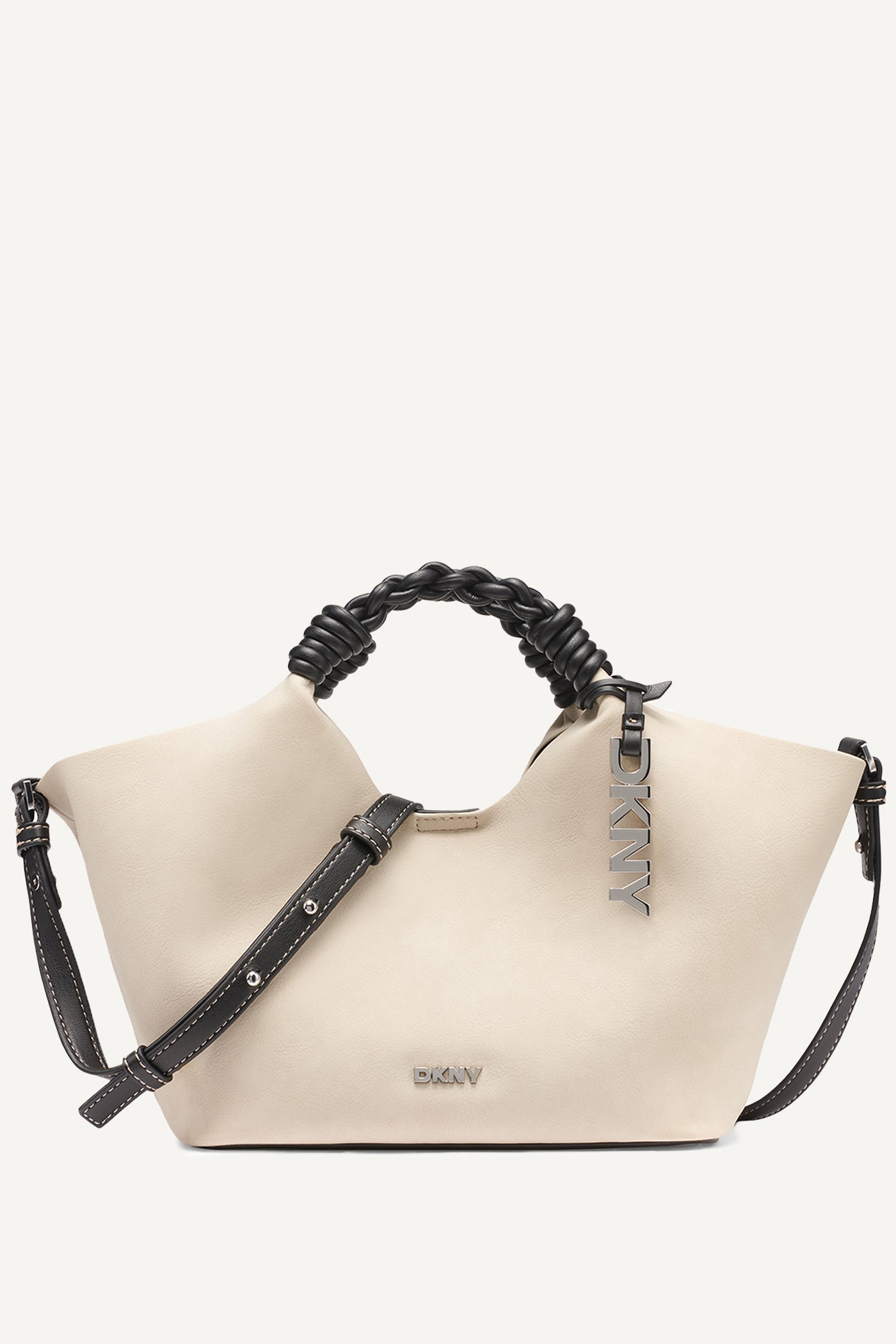LIGHT TAUPE PAULA SMALL COMMUTER TOTE, FRONT VIEW | DKNY Promo