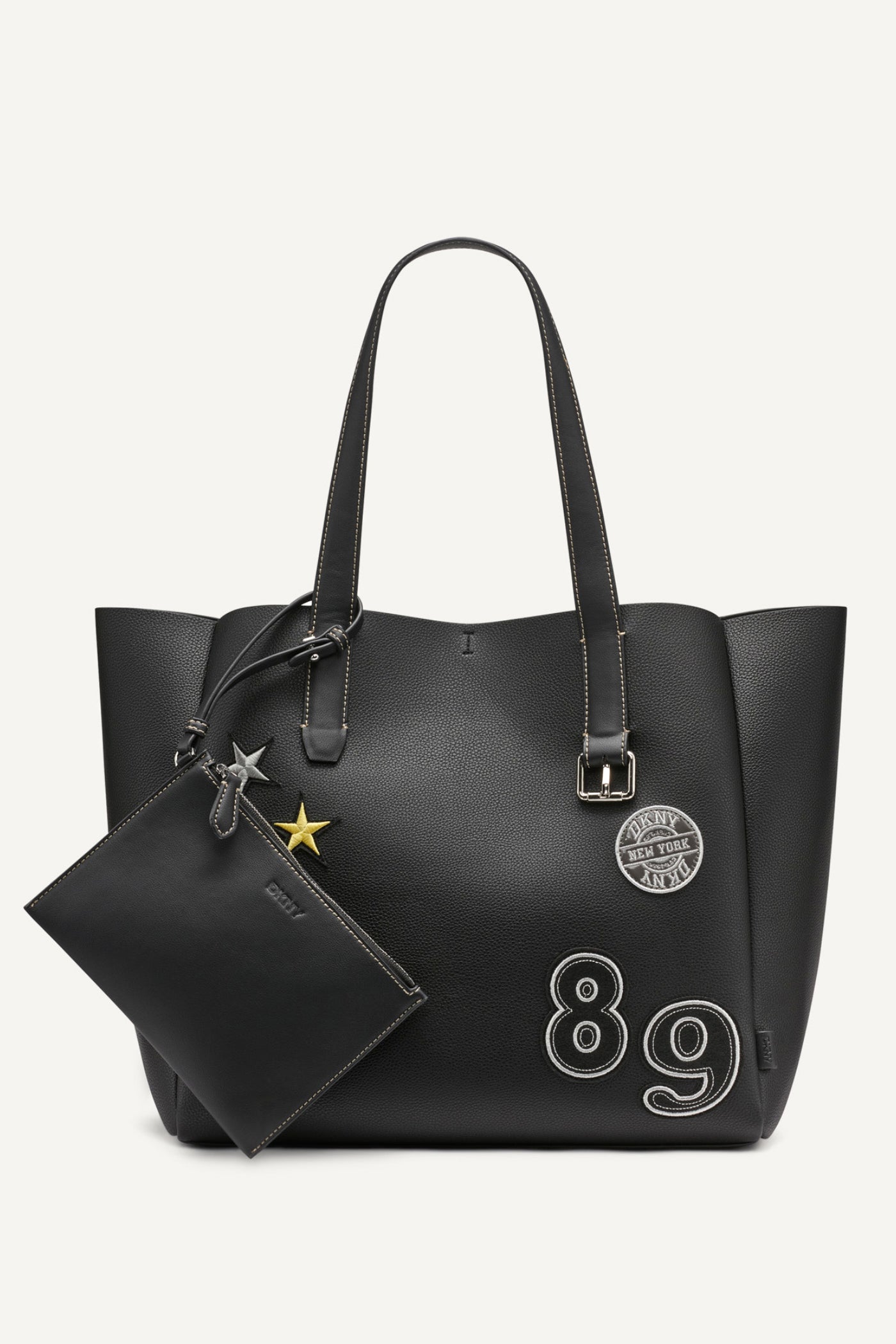 BLACK/SILVER REESE EMBELLISHED TOTE, FRONT VIEW | New Bags