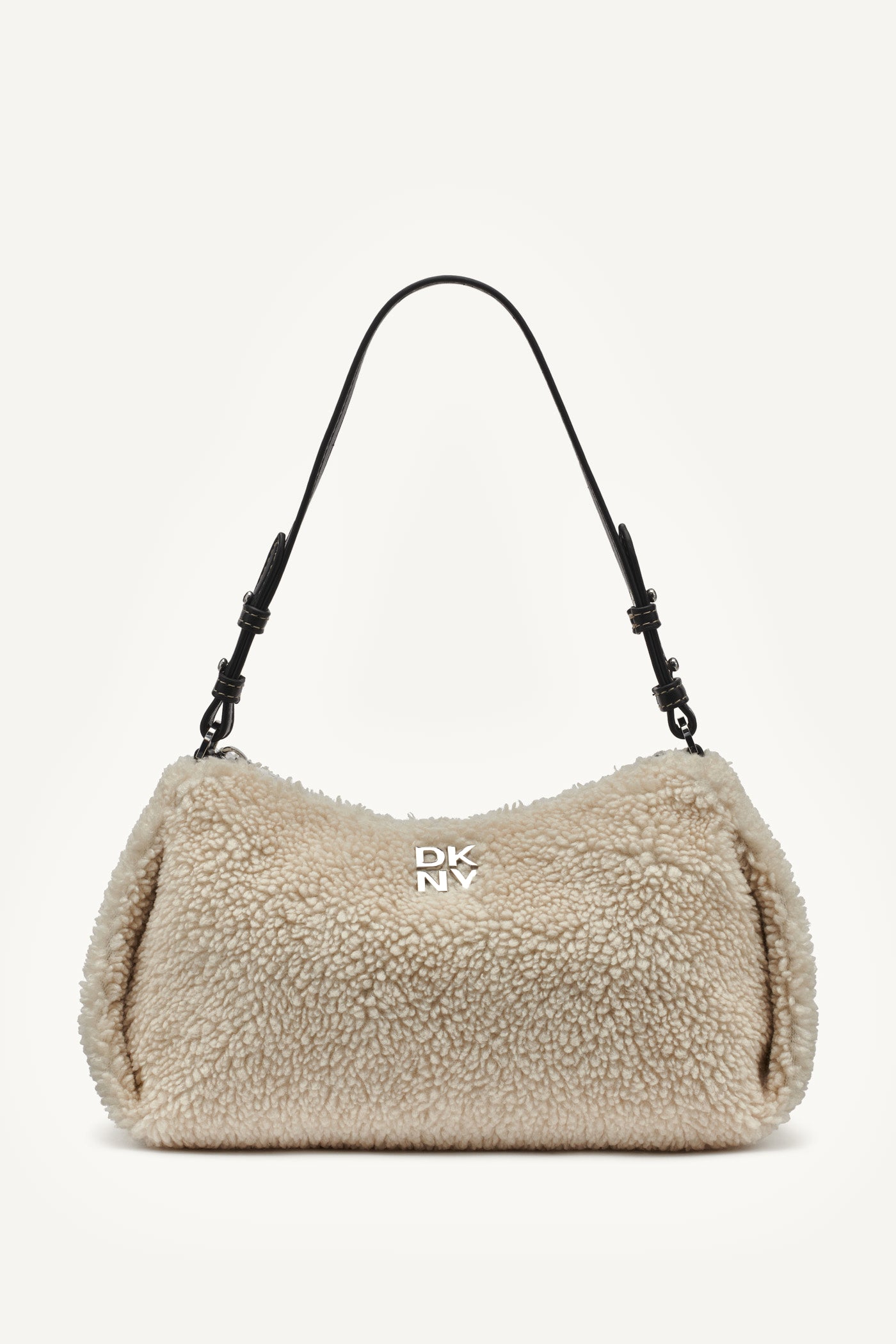 WHITE SHERPA REMY SHOULDER BAG, FRONT VIEW | DKNY Promo