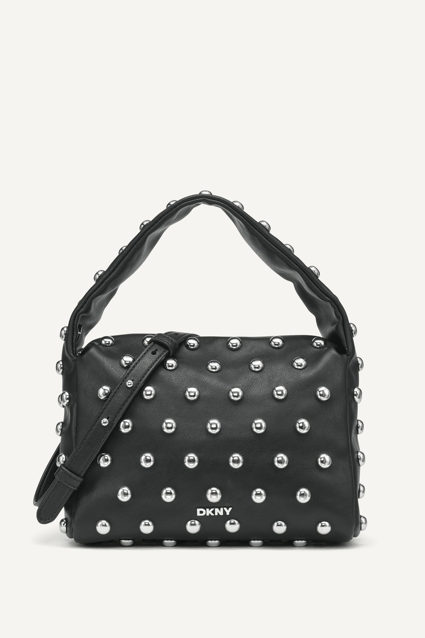 BLACK/SILVER AGNES SHOULDER BAG, FRONT VIEW | Shoulder & Hobo Bags