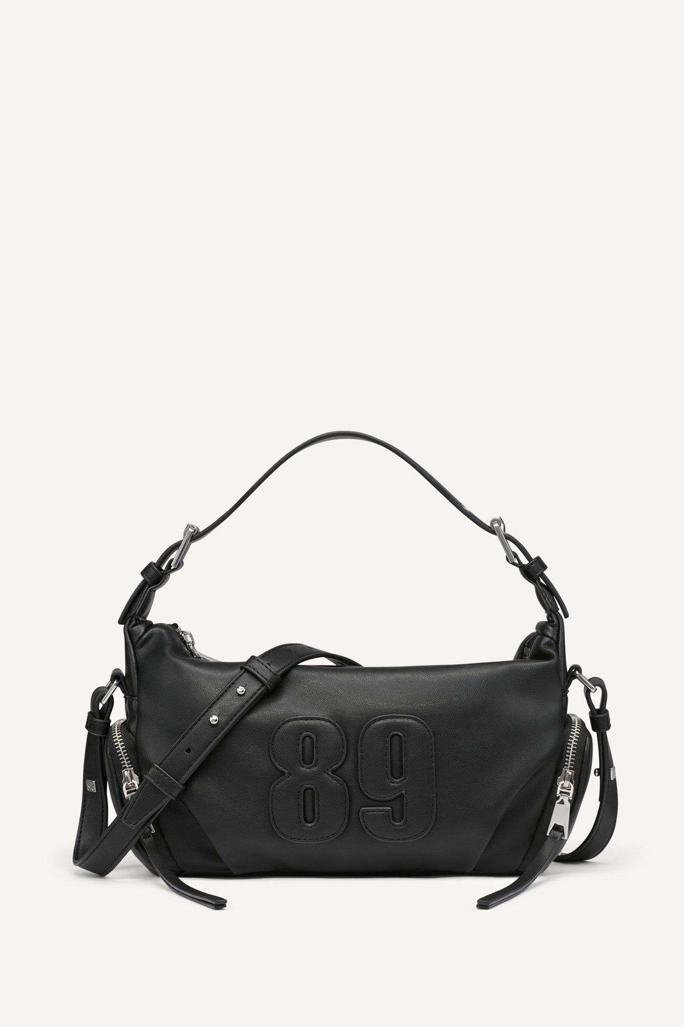 BLACK/SILVER CHANA SMALL HOBO, FRONT VIEW | Shoulder & Hobo Bags