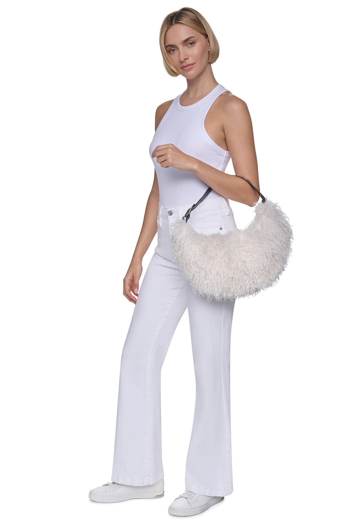 RANNA FAUX FUR SMALL HOBO BAG VIEW 2