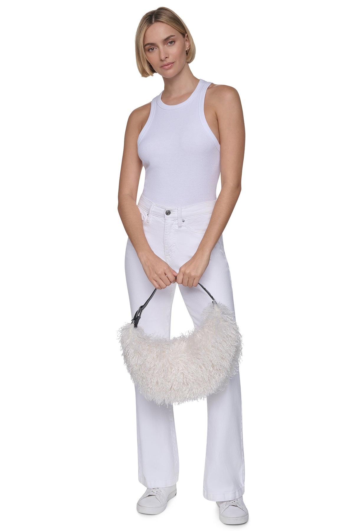 RANNA FAUX FUR SMALL HOBO BAG VIEW 2