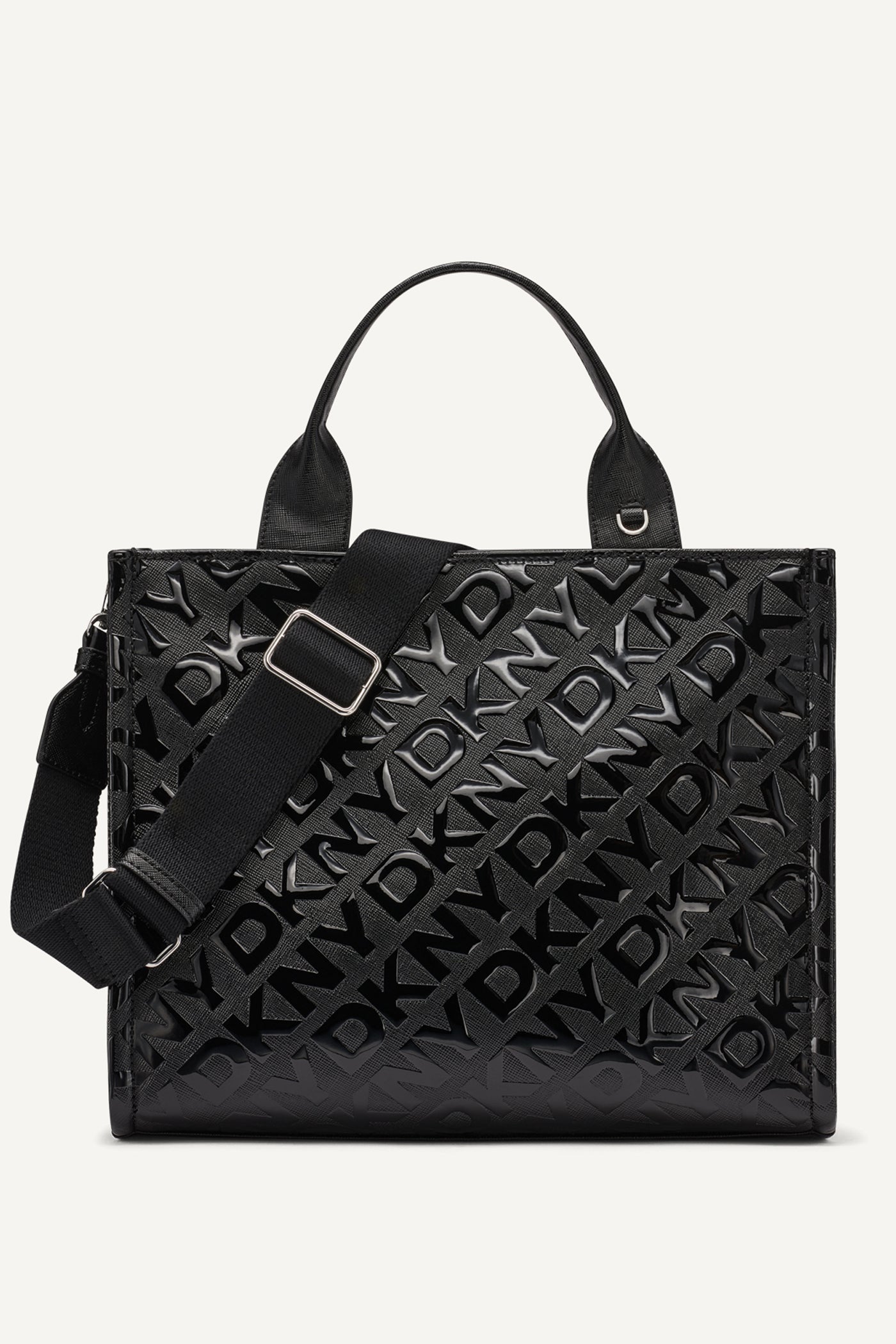 BLACK/SILVER ASHLYN MEDIUM TOTE, FRONT VIEW | New Bags