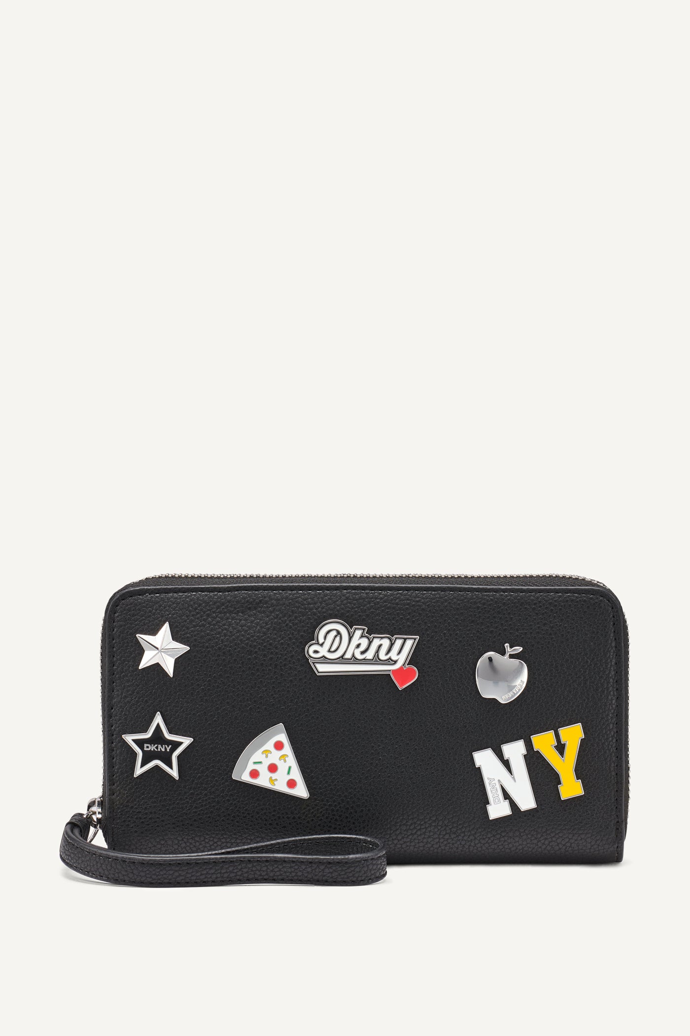 Black ETTA LARGE ZIP AROUND WALLET, FRONT VIEW | New Bags