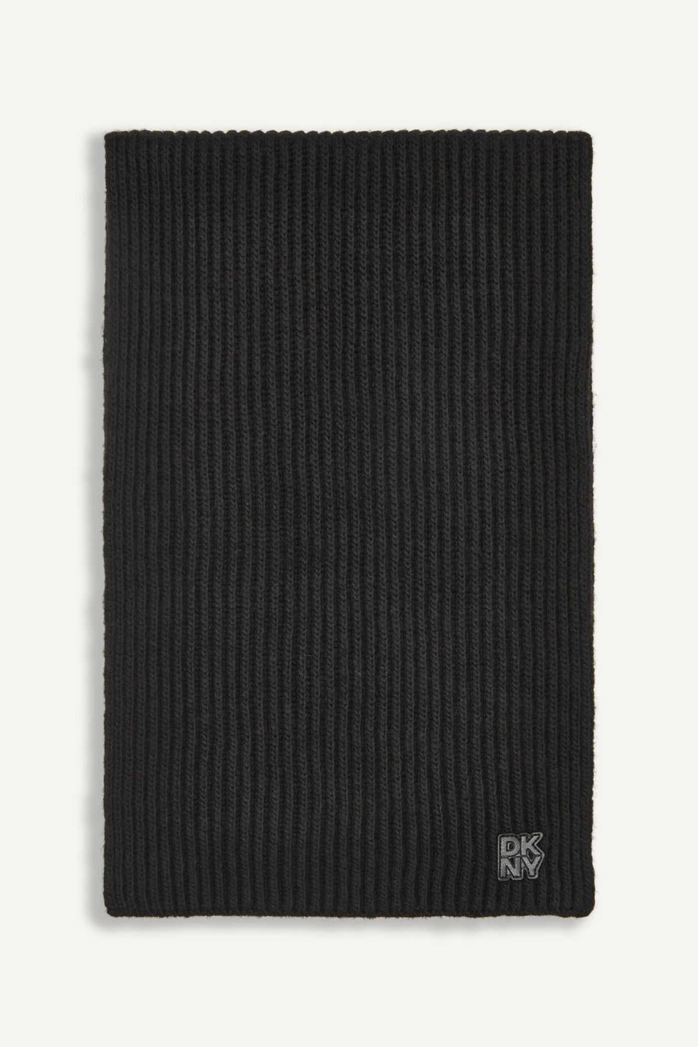Black SHAKER STITCH RIB SCARF, FRONT VIEW | New Arrivals