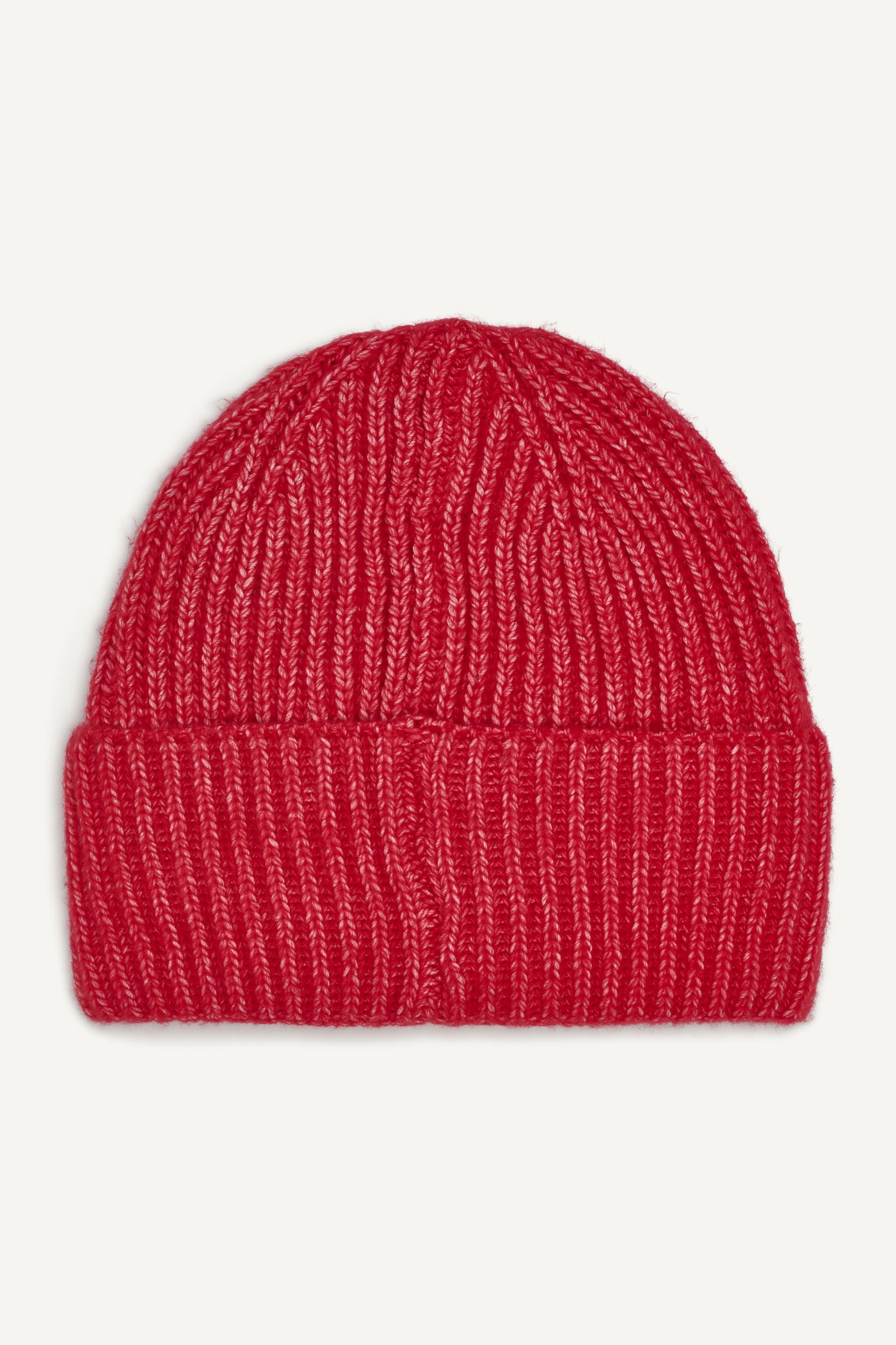 Red SHAKER STITCH RIB CUFF BEANIE, BACK VIEW | Cold Weather Accessories