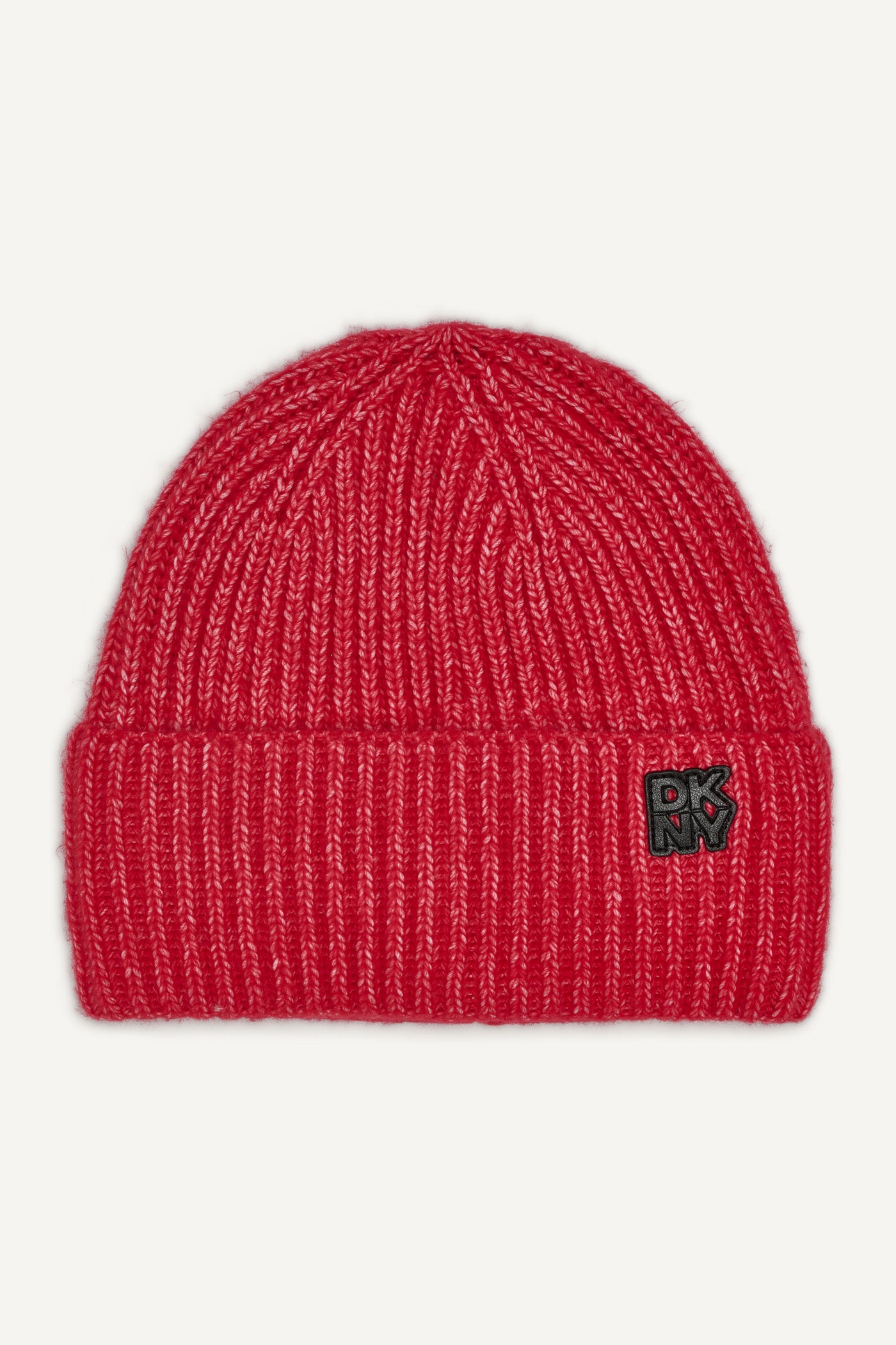Red SHAKER STITCH RIB CUFF BEANIE, FRONT VIEW | Cold Weather Accessories