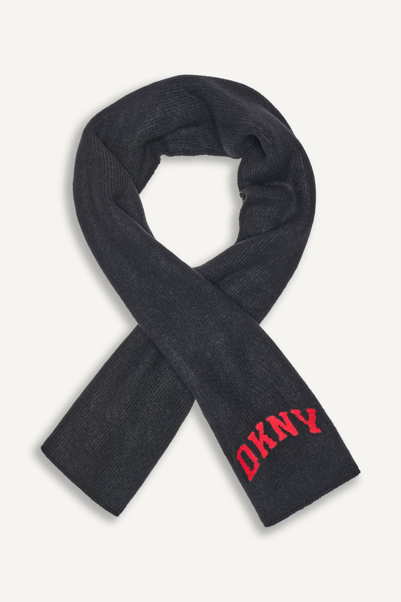 Black VARSITY KNIT LOGO SCARF, BACK VIEW | Gifts Under $50