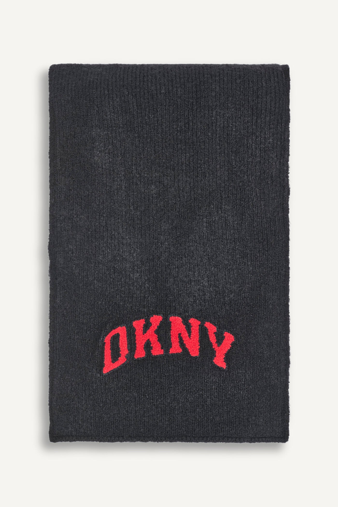 Black VARSITY KNIT LOGO SCARF, FRONT VIEW | Gifts Under $50