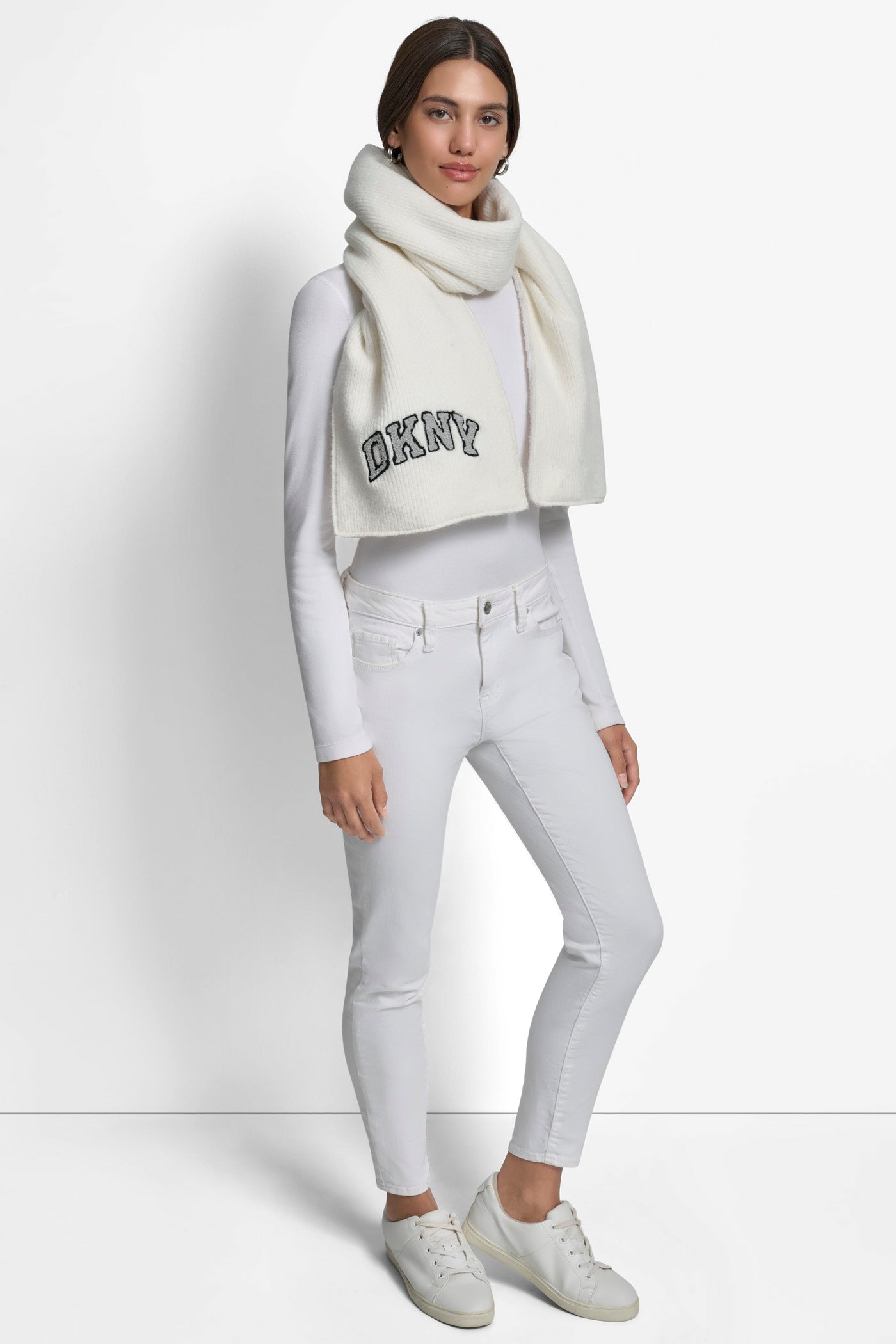 Varsity Knit Logo Scarf | Cold Weather | DKNY
