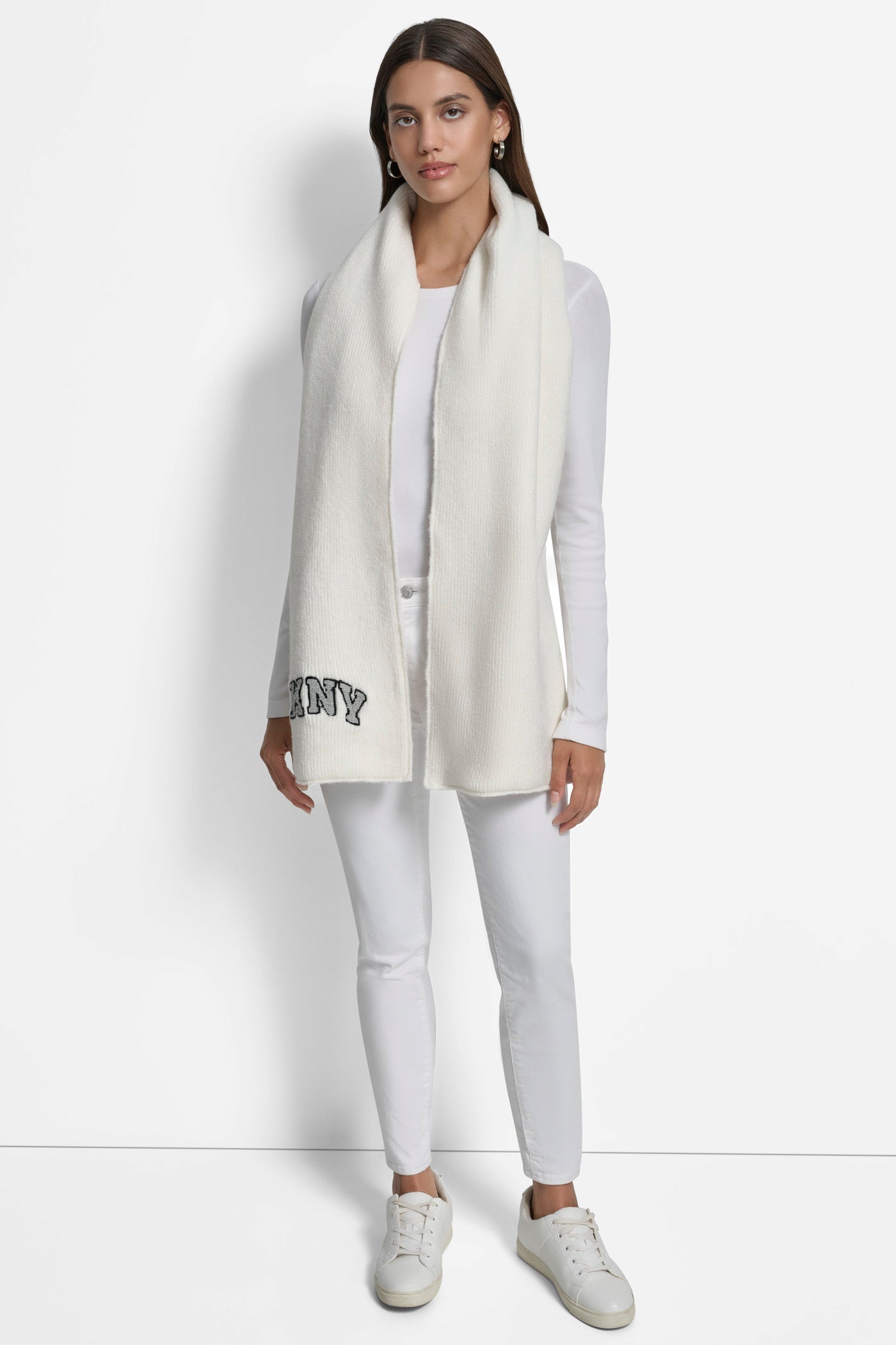 Varsity Knit Logo Scarf | Cold Weather | DKNY