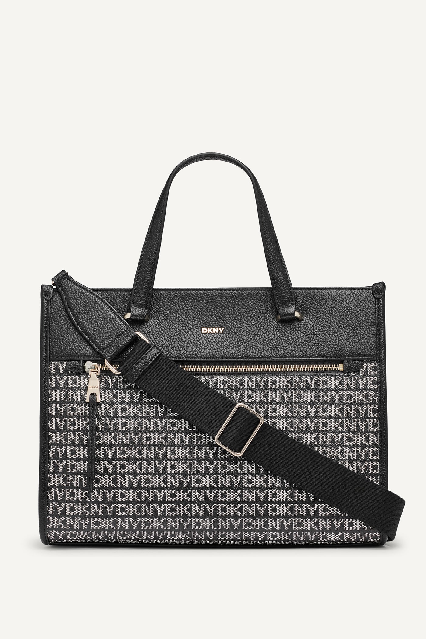 BLACK LOGO BLACK ZOIE LOGO MEDIUM TOTE, FRONT VIEW | Back-To-School Shop