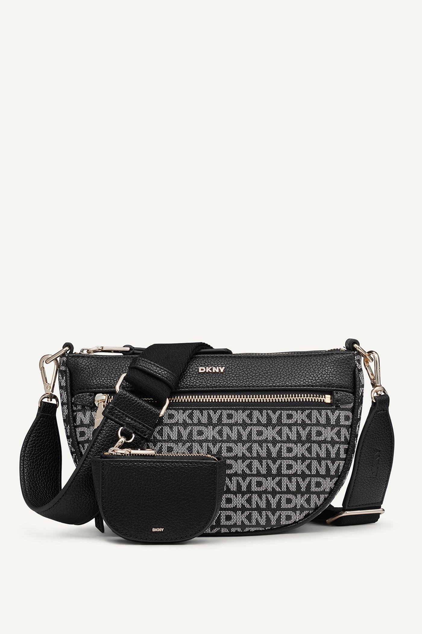 Black ZOIE LOGO PANELED CROSSBODY BAG, FRONT VIEW | Not Clearance or Preorder