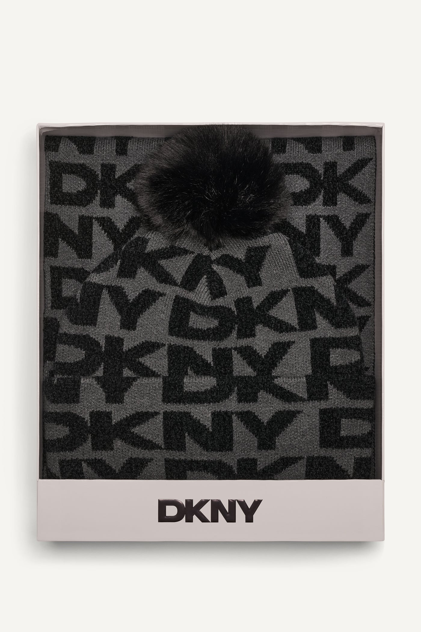 Black 2 PIECE CHENILLE LOGO SCARF AND BEANIE SET, VIEW 1 | Accessories