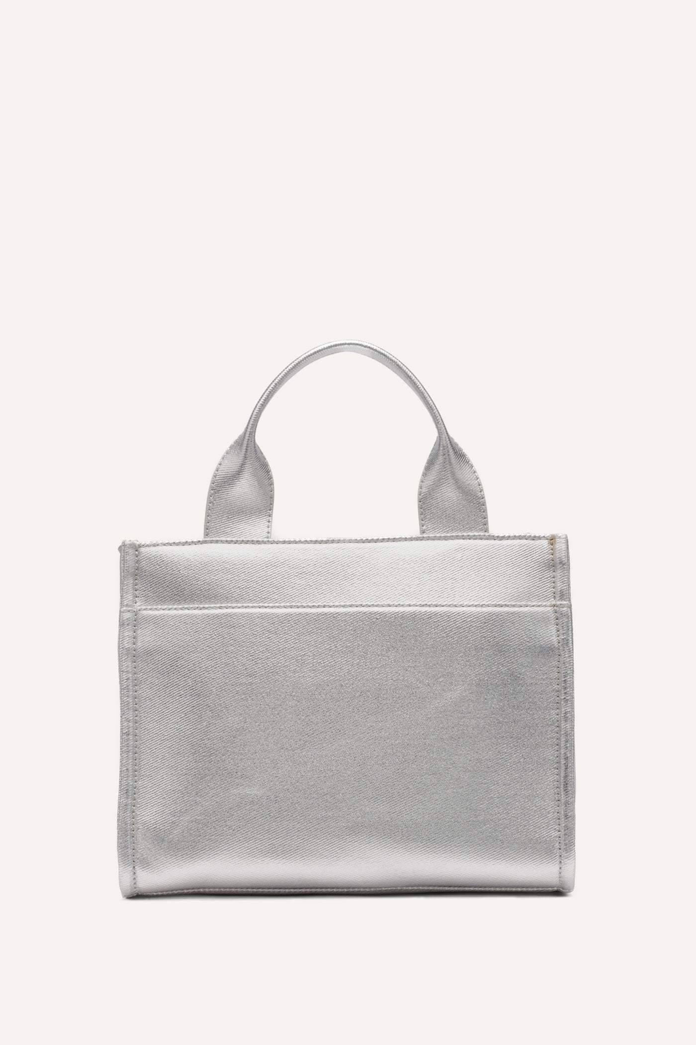 SILVER HADLEE SMALL METALLIC LOGO TOTE, BACK VIEW | Bags
