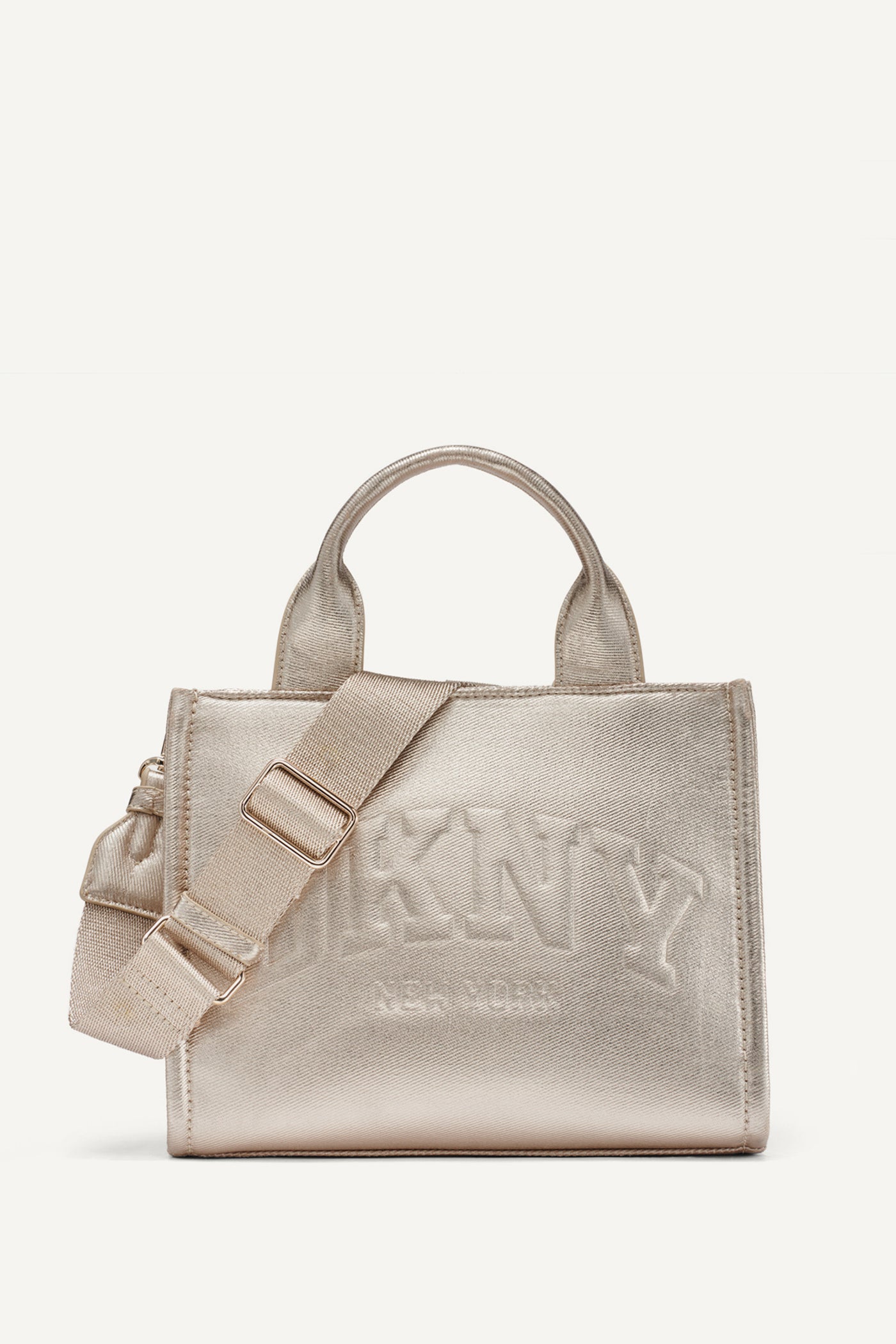 GOLD HADLEE SMALL METALLIC LOGO TOTE, VIEW 1 | Bags