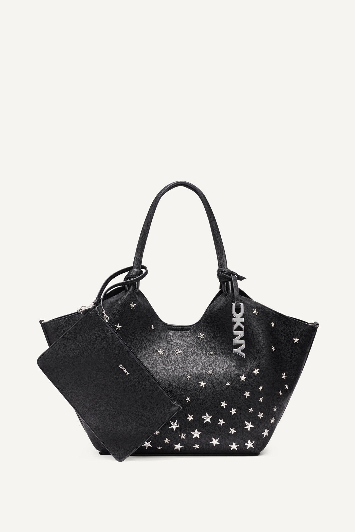 Black PAULA EMBELLISHED MEDIUM COMMUTER TOTE, FRONT VIEW | SELECT STYLES
