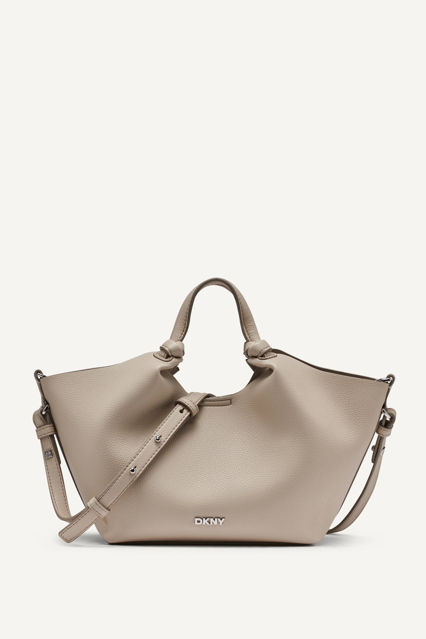 LIGHT TAUPE PAULA SMALL COMMUTER TOTE, FRONT VIEW | DKNY Promo
