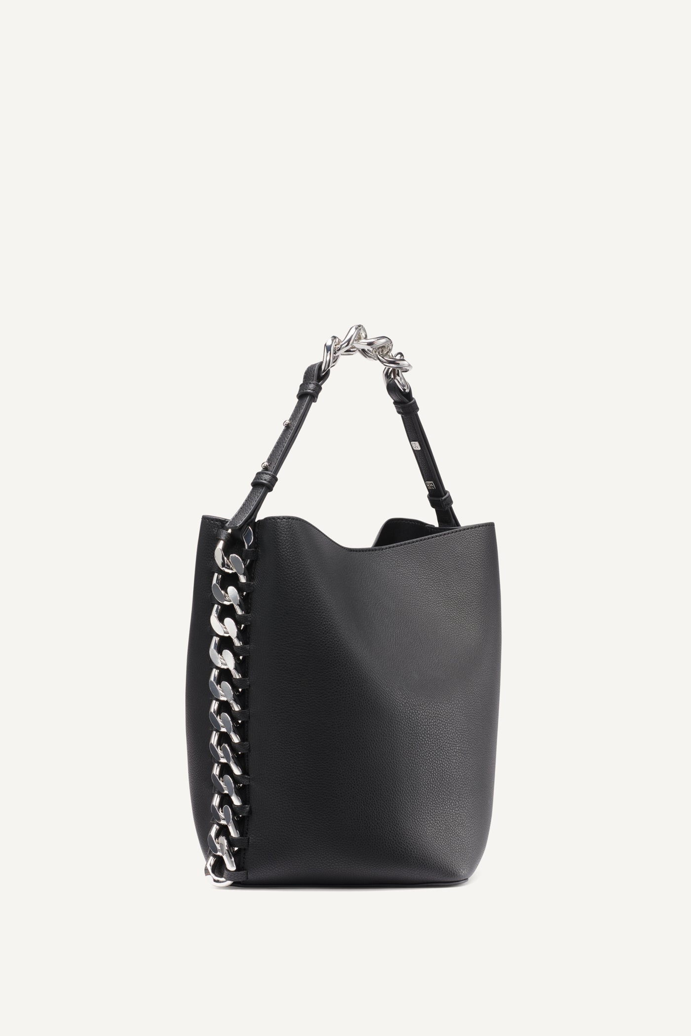 Black RIONA CHAIN BUCKET BAG, BACK VIEW | DKNY Promo