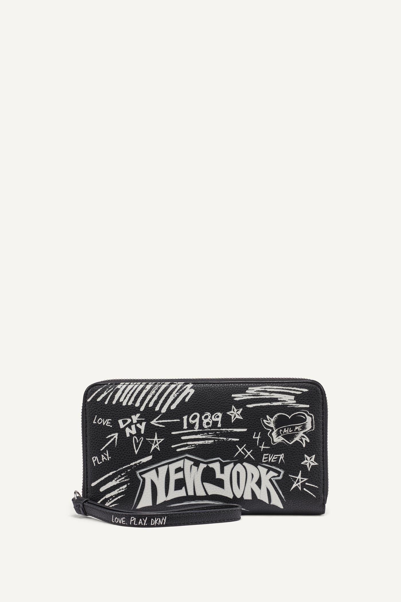 Black BRYAR LARGE ZIP AROUND WALLET WITH WRISTLET, FRONT VIEW | $80 AND UNDER BAGS