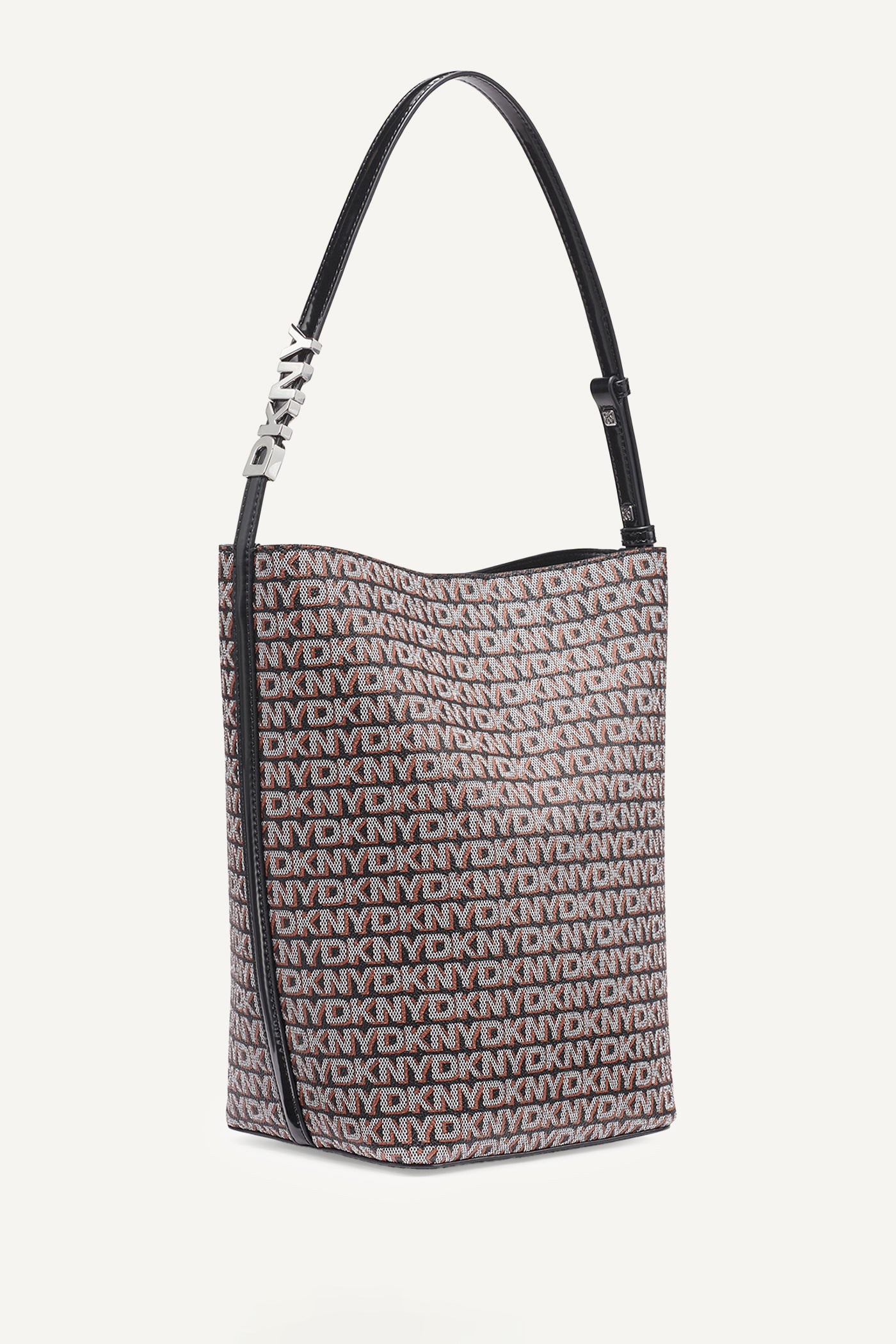 BLACK/SADDLE AVRIL LOGO BUCKET BAG, VIEW 2 | New Arrivals